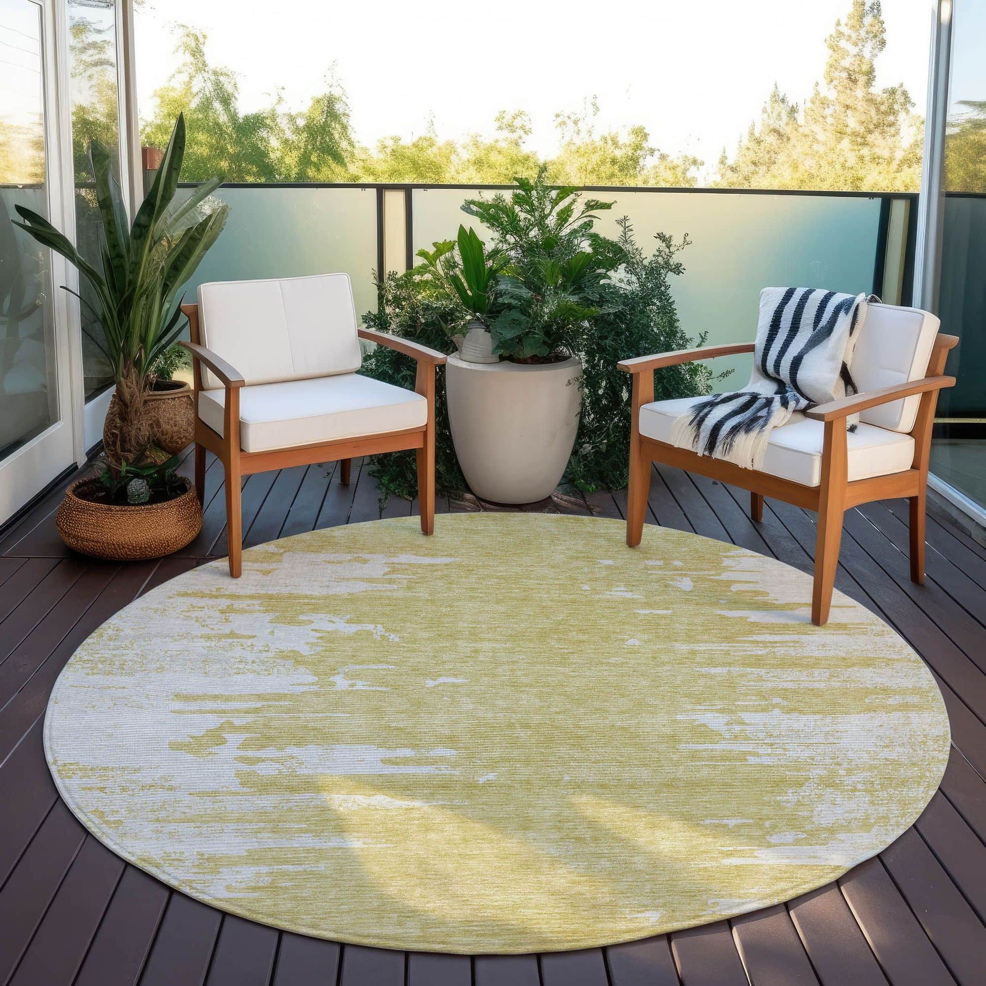 Machine Washable Gold Rug - Indoor / Outdoor - Kids / Pet Friendly Modern Print Rug