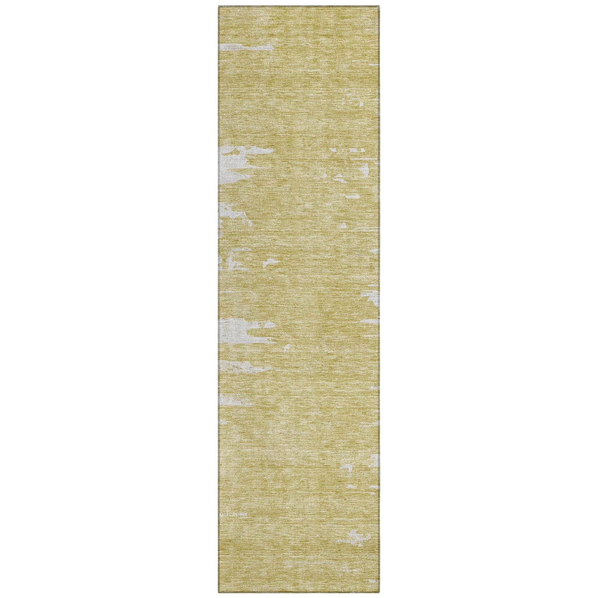 Machine Washable Gold Rug - Indoor / Outdoor - Kids / Pet Friendly Modern Print Rug