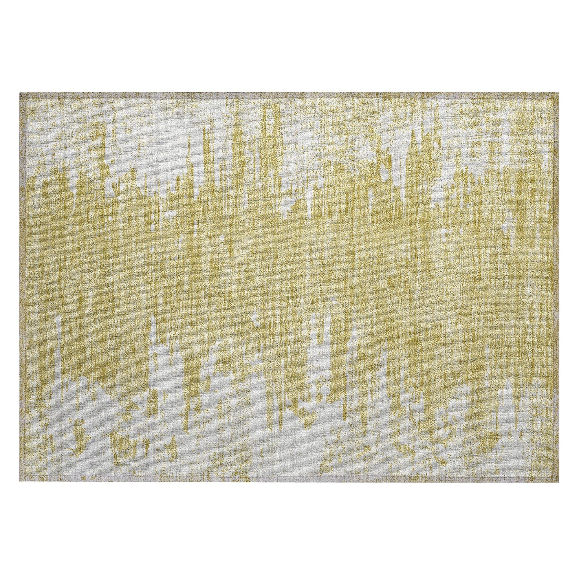 Machine Washable Gold Rug - Indoor / Outdoor - Kids / Pet Friendly Modern Print Rug