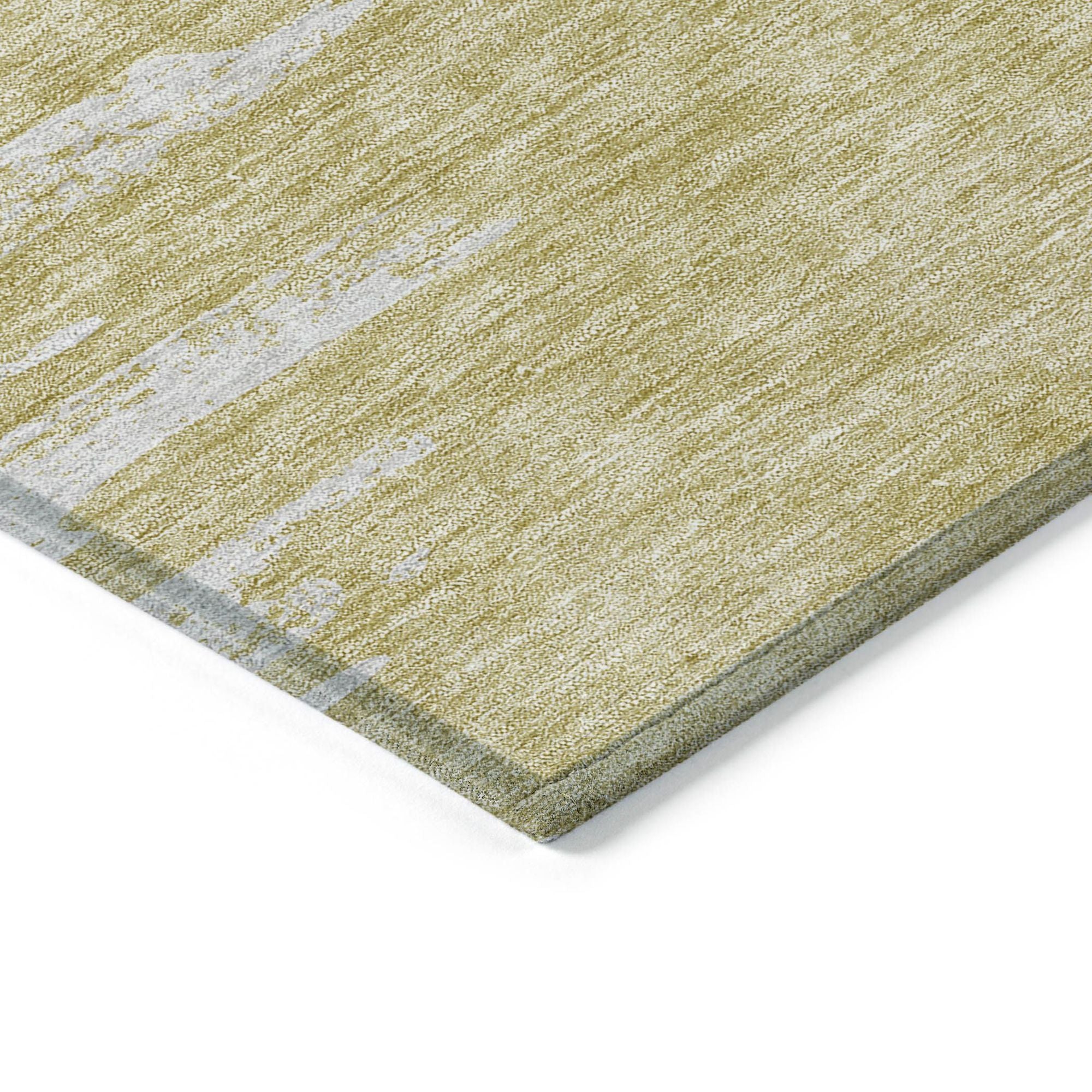 Machine Washable Gold Rug - Indoor / Outdoor - Kids / Pet Friendly Modern Print Rug
