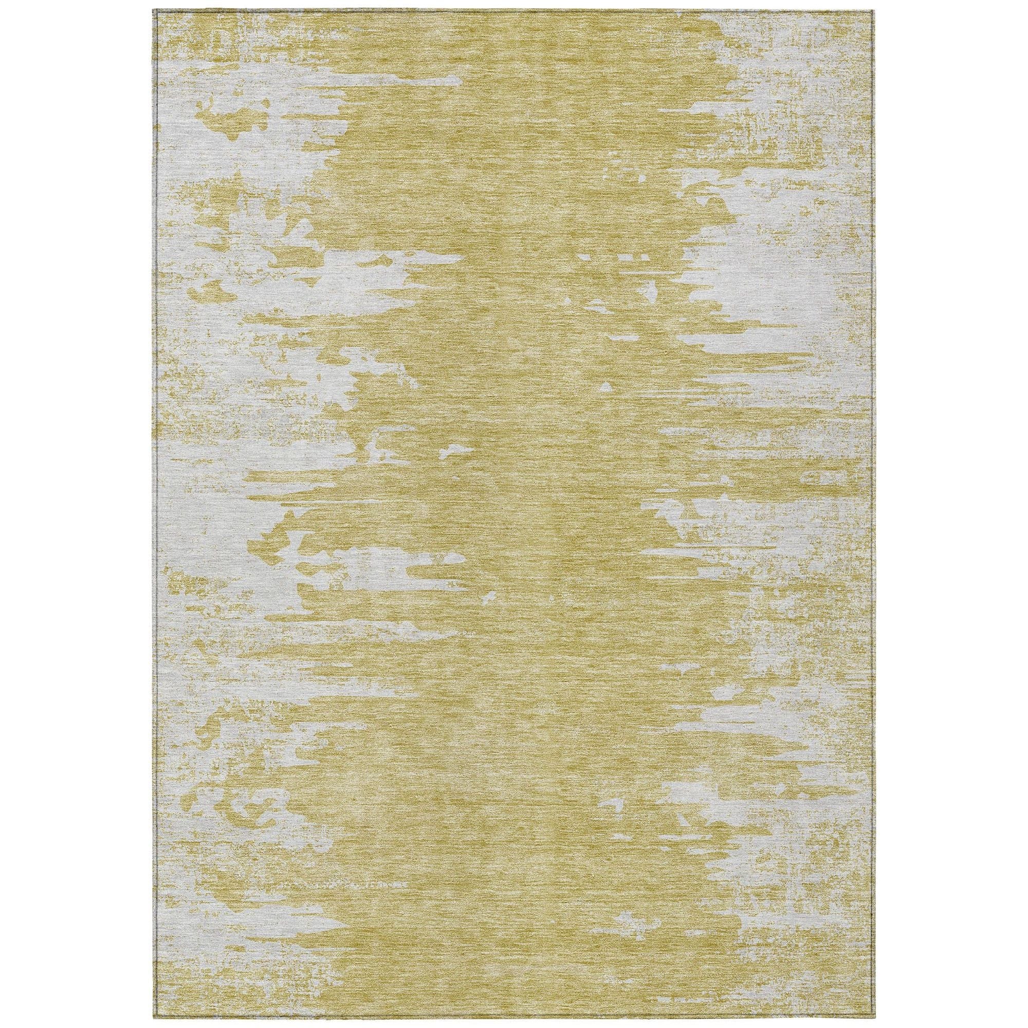 Machine Washable Gold Rug - Indoor / Outdoor - Kids / Pet Friendly Modern Print Rug