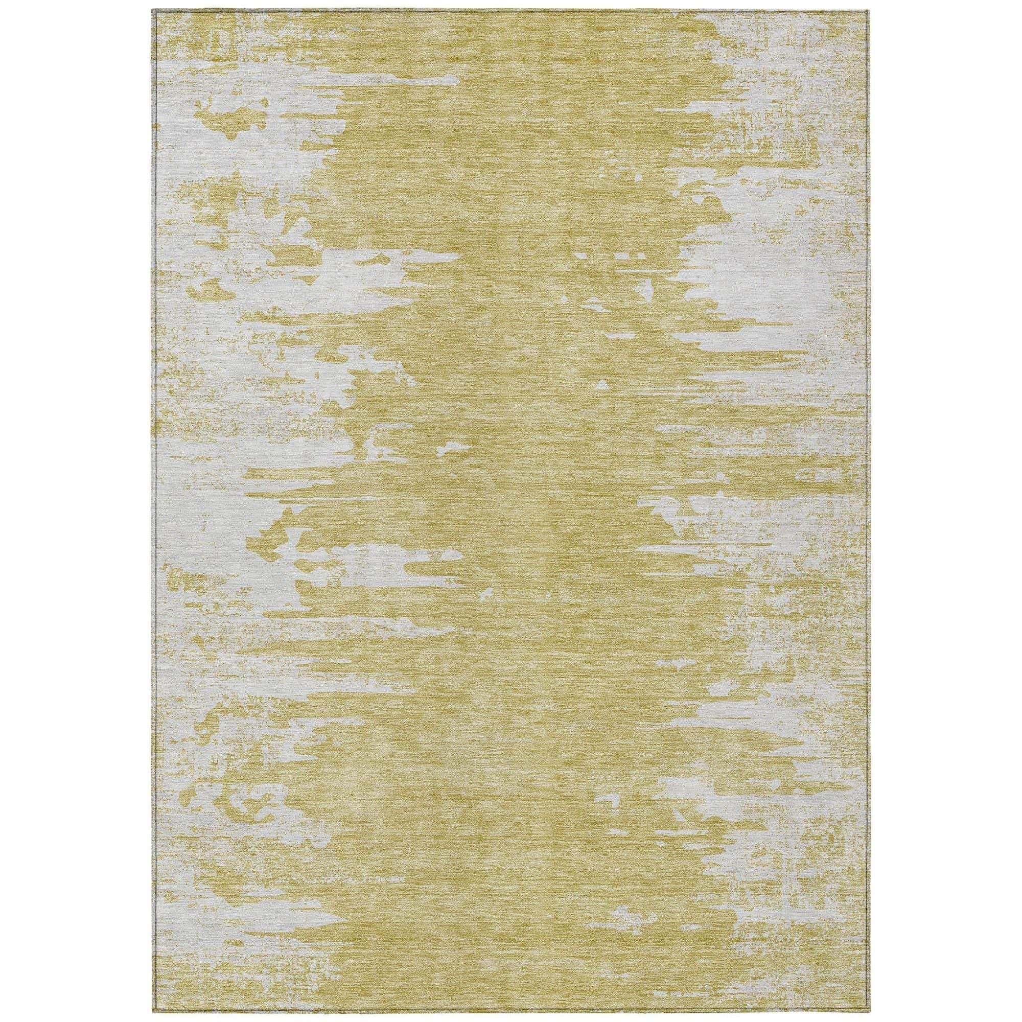 Machine Washable Gold Rug - Indoor / Outdoor - Kids / Pet Friendly Modern Print Rug