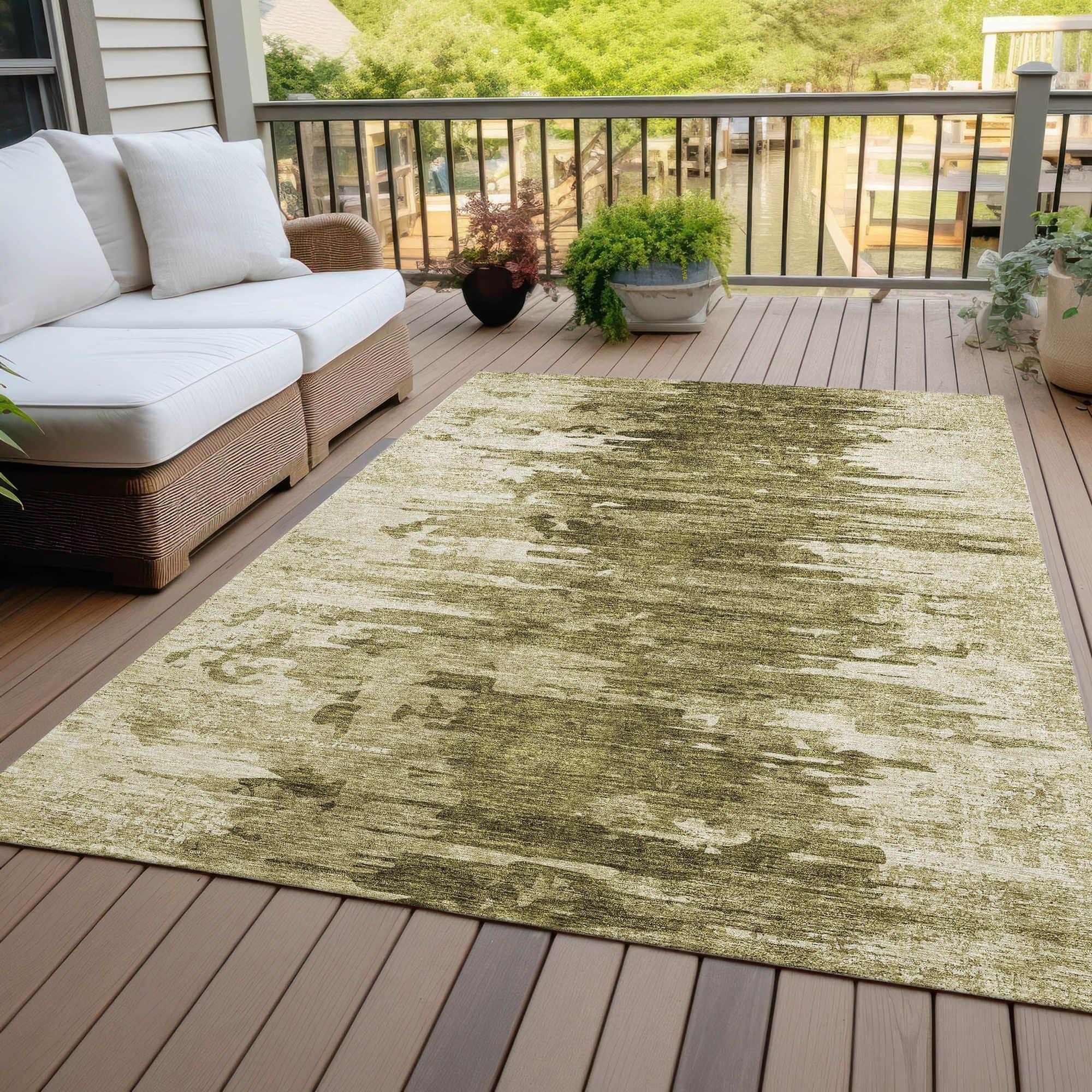 Machine Washable Mocha Brown Rug - Indoor / Outdoor - Kids / Pet Friendly Modern Print Rug