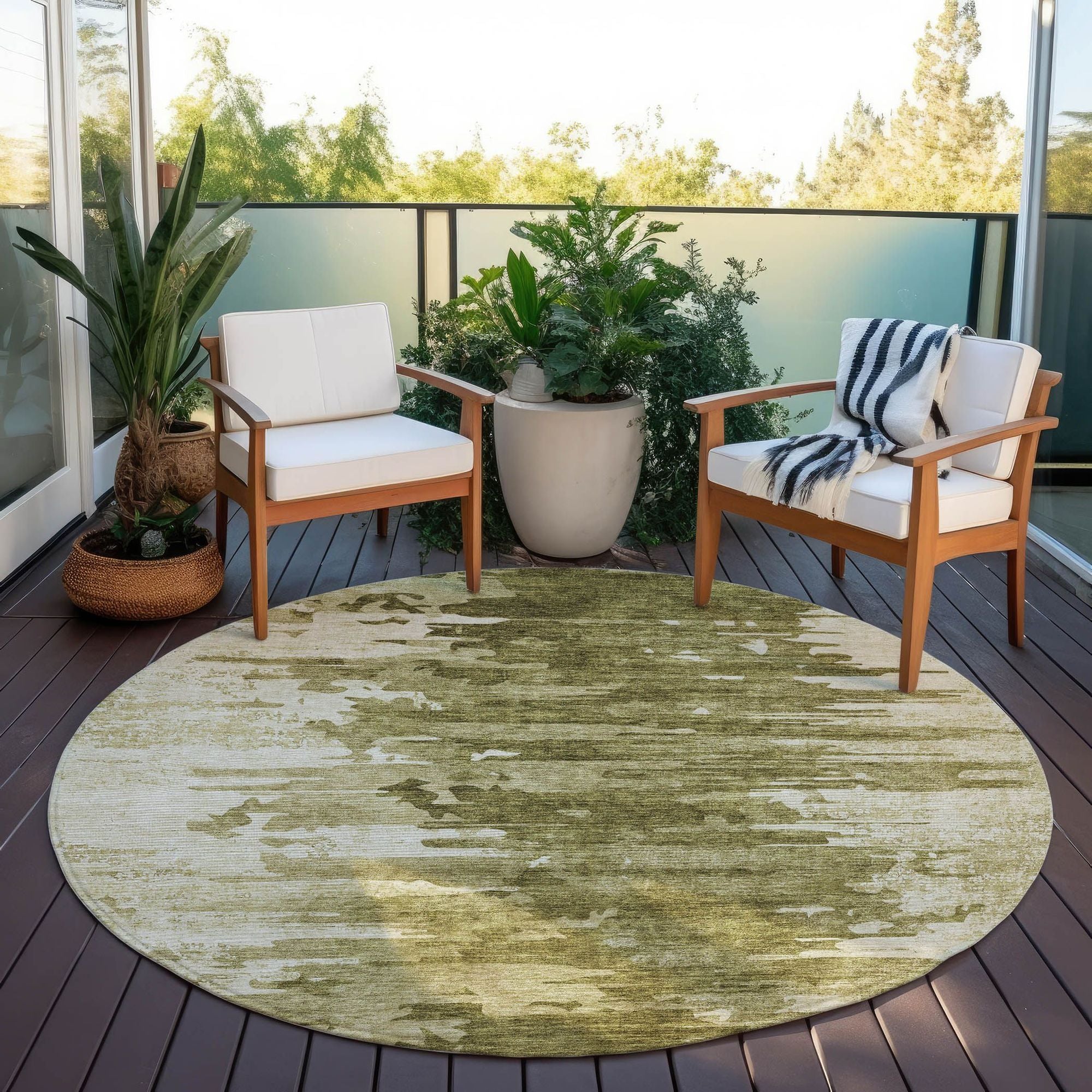 Machine Washable Mocha Brown Rug - Indoor / Outdoor - Kids / Pet Friendly Modern Print Rug