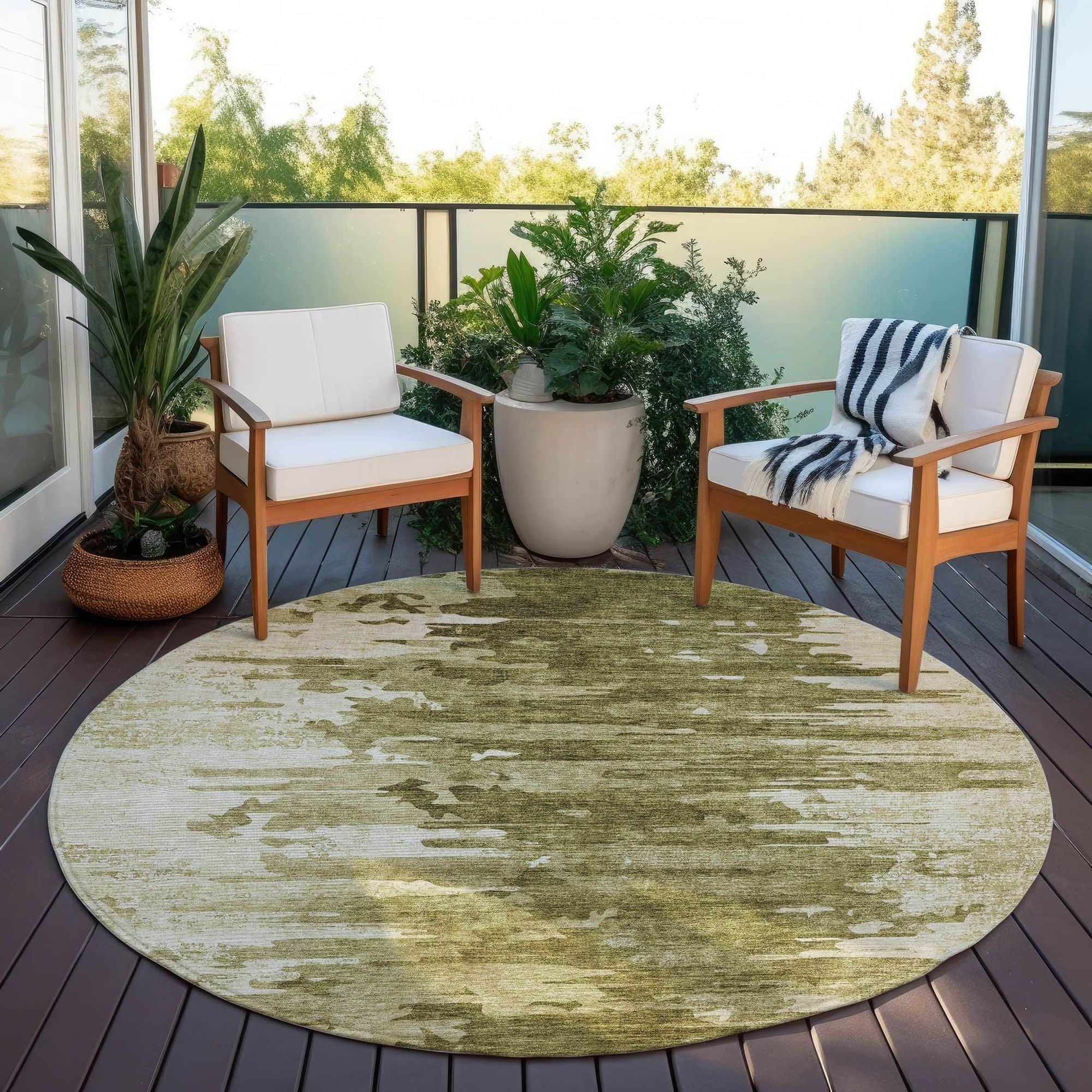 Machine Washable Mocha Brown Rug - Indoor / Outdoor - Kids / Pet Friendly Modern Print Rug