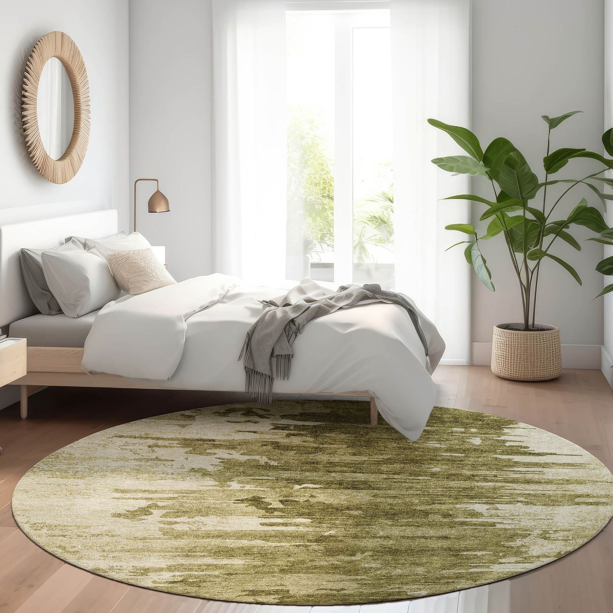 Machine Washable Mocha Brown Rug - Indoor / Outdoor - Kids / Pet Friendly Modern Print Rug