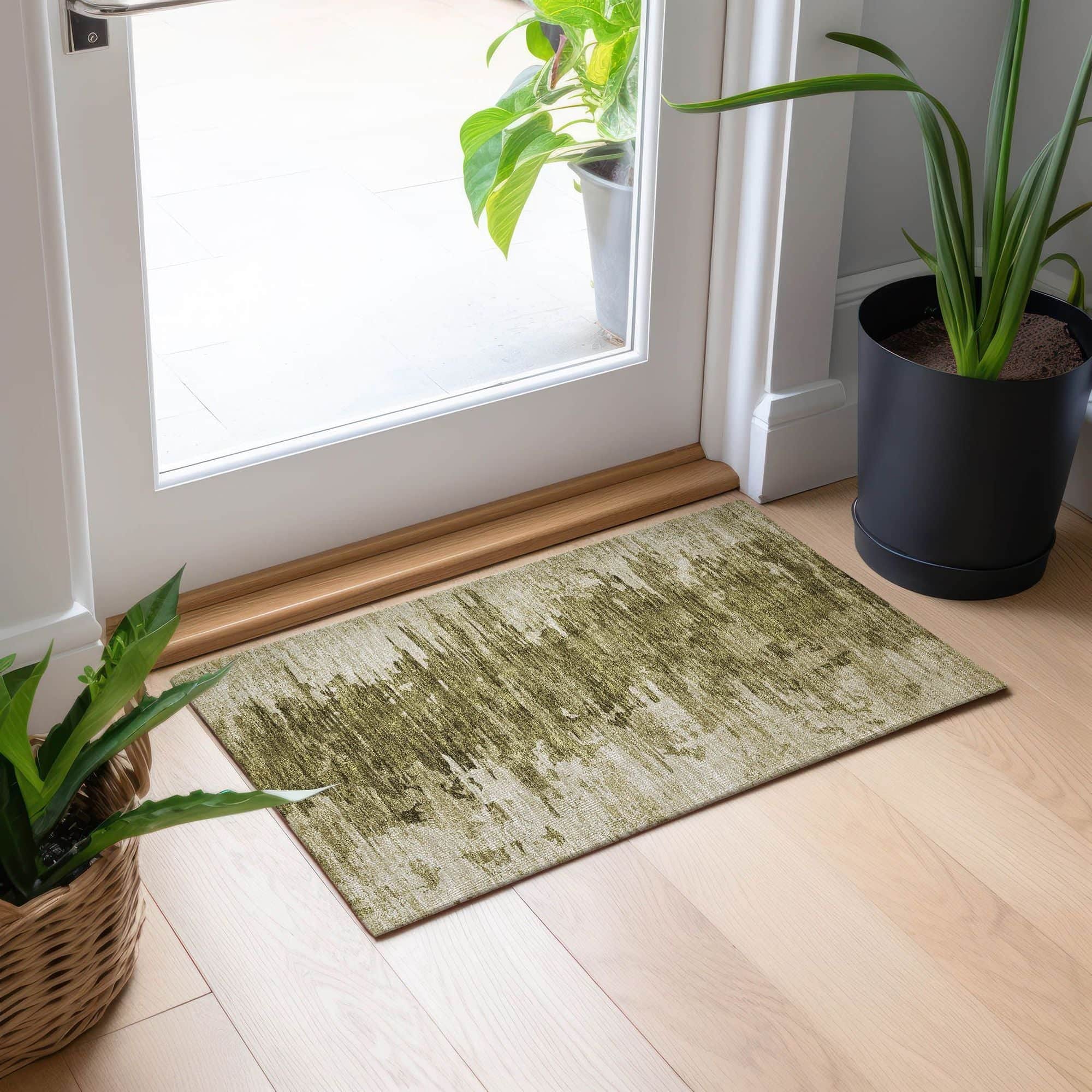 Machine Washable Mocha Brown Rug - Indoor / Outdoor - Kids / Pet Friendly Modern Print Rug