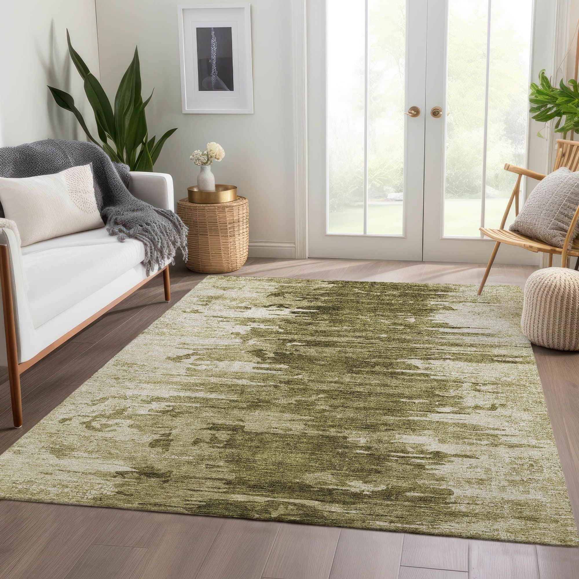 Machine Washable Mocha Brown Rug - Indoor / Outdoor - Kids / Pet Friendly Modern Print Rug