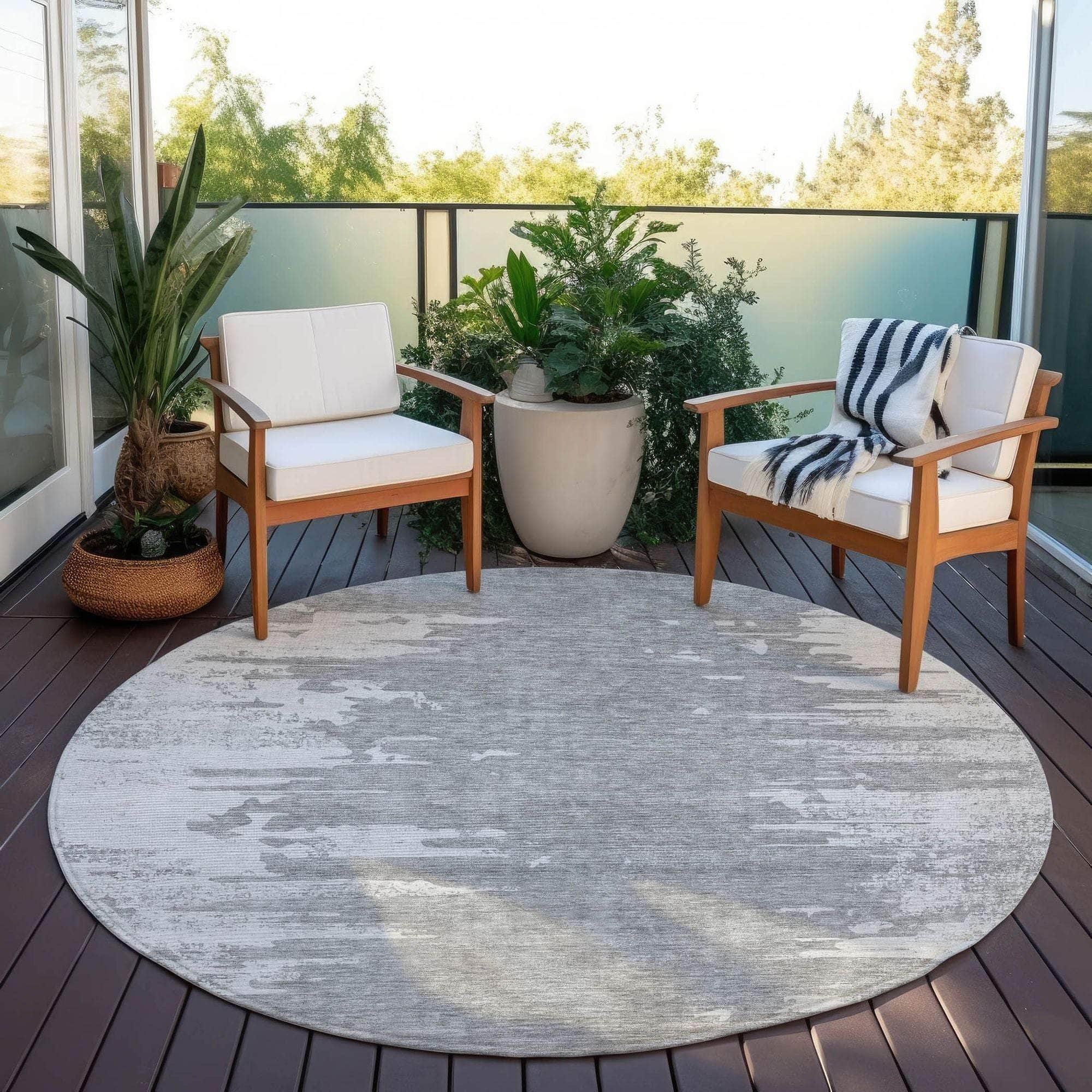 Machine Washable Silver Gray Rug - Indoor / Outdoor - Kids / Pet Friendly Modern Print Rug
