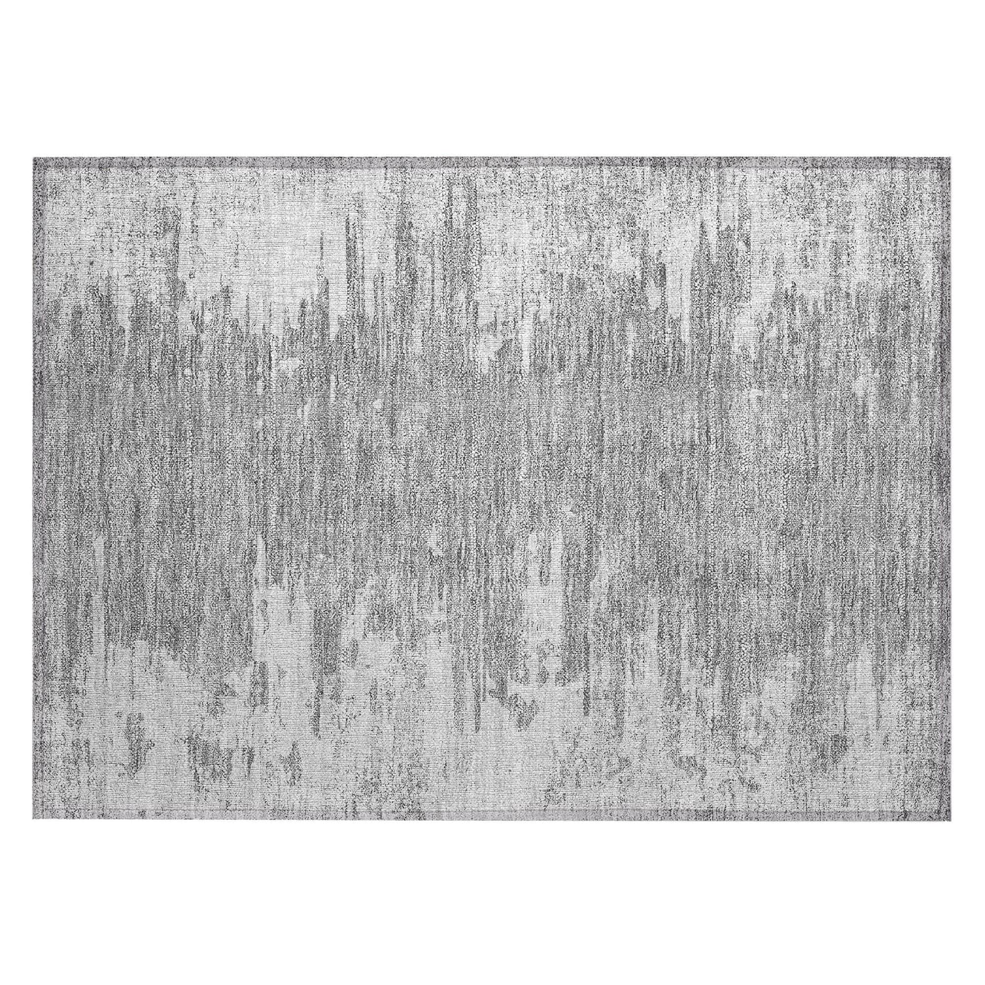 Machine Washable Silver Gray Rug - Indoor / Outdoor - Kids / Pet Friendly Modern Print Rug