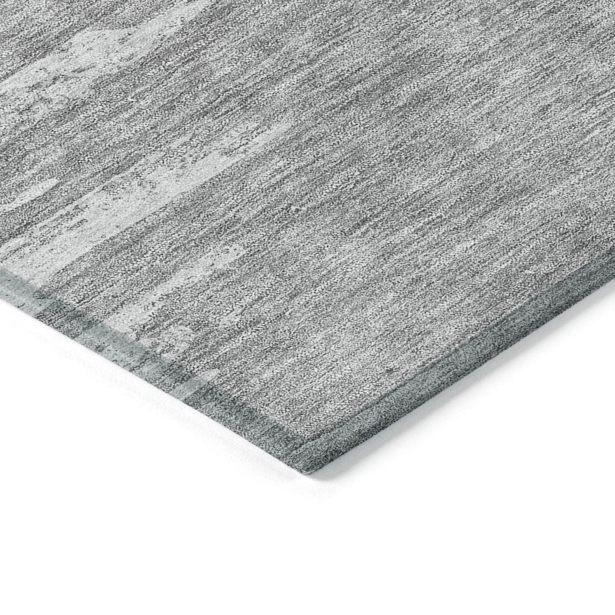 Machine Washable Silver Gray Rug - Indoor / Outdoor - Kids / Pet Friendly Modern Print Rug