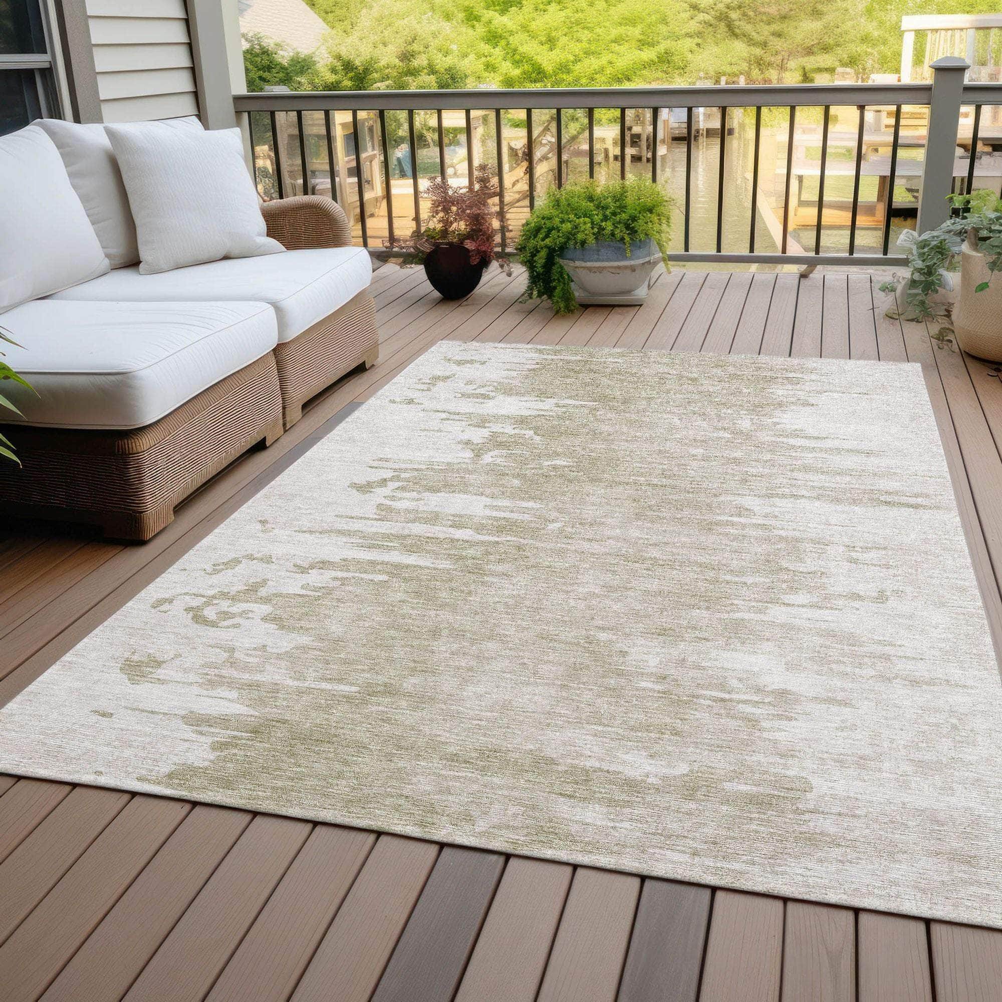 Machine Washable Taupe Brown Rug - Indoor / Outdoor - Kids / Pet Friendly Modern Print Rug