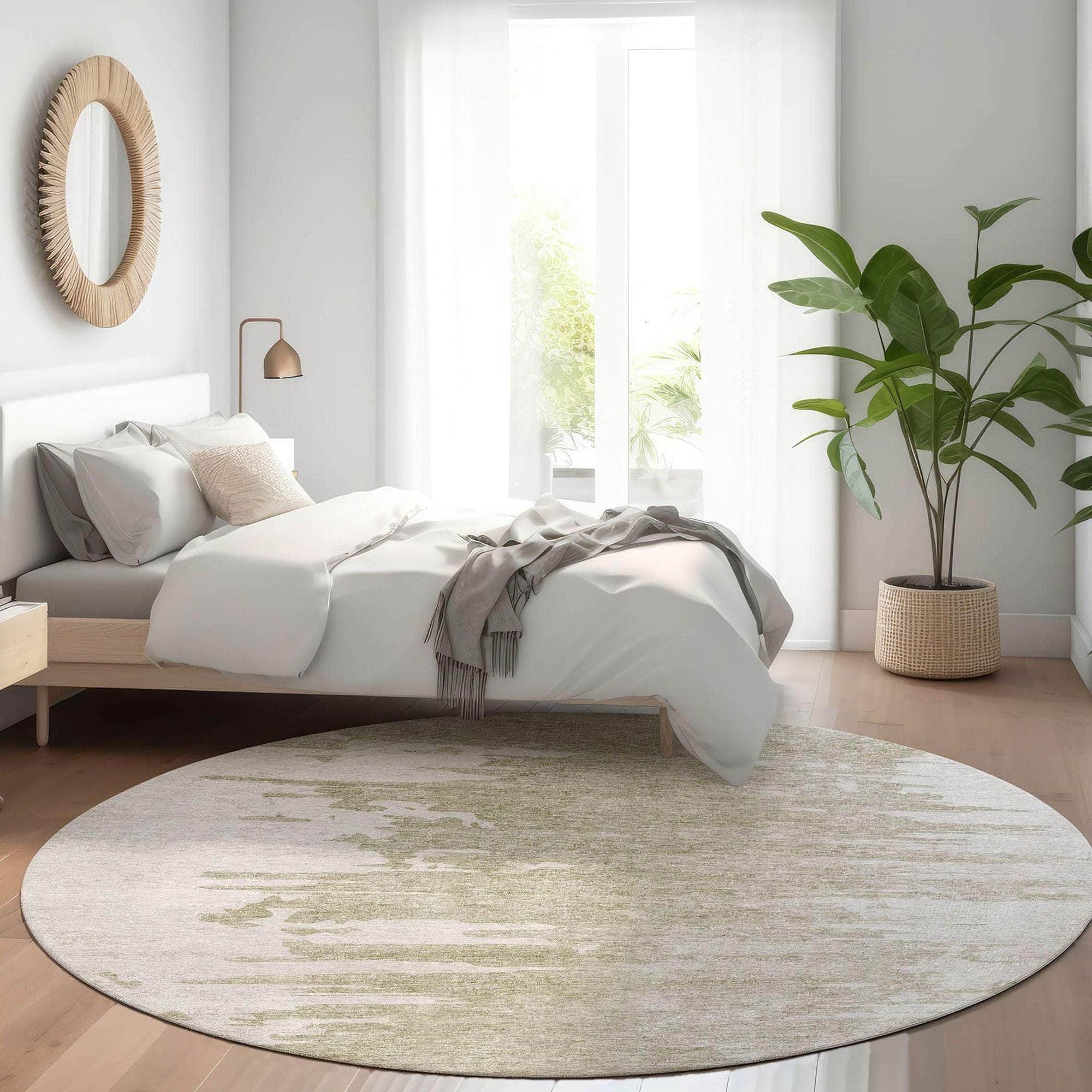 Machine Washable Taupe Brown Rug - Indoor / Outdoor - Kids / Pet Friendly Modern Print Rug
