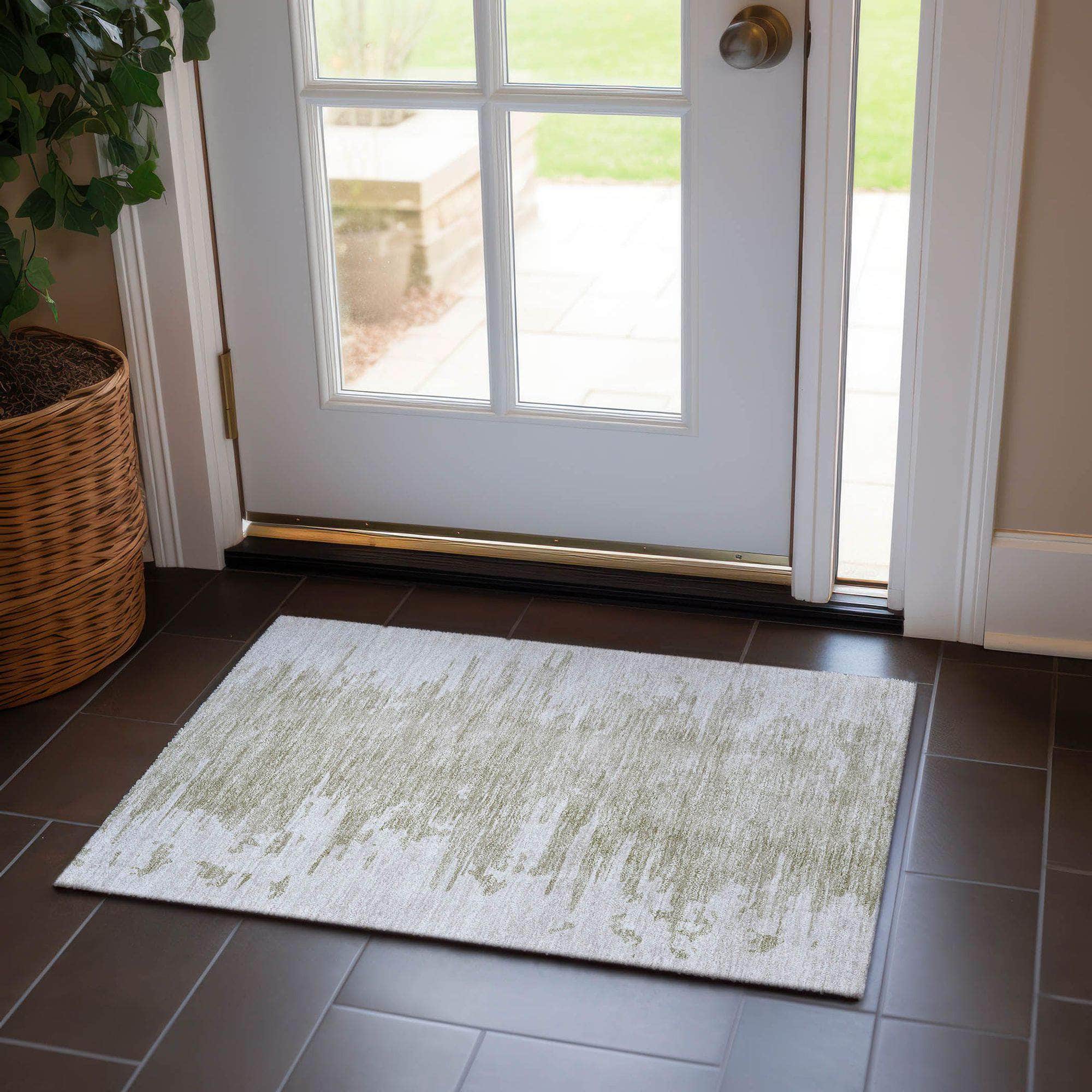 Machine Washable Taupe Brown Rug - Indoor / Outdoor - Kids / Pet Friendly Modern Print Rug