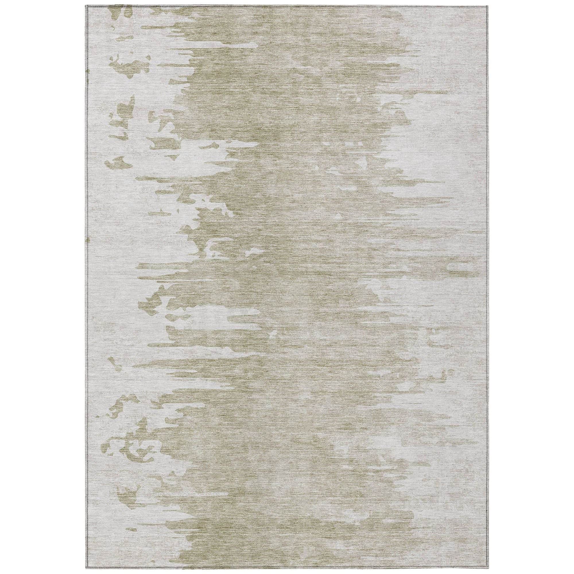 Machine Washable Taupe Brown Rug - Indoor / Outdoor - Kids / Pet Friendly Modern Print Rug