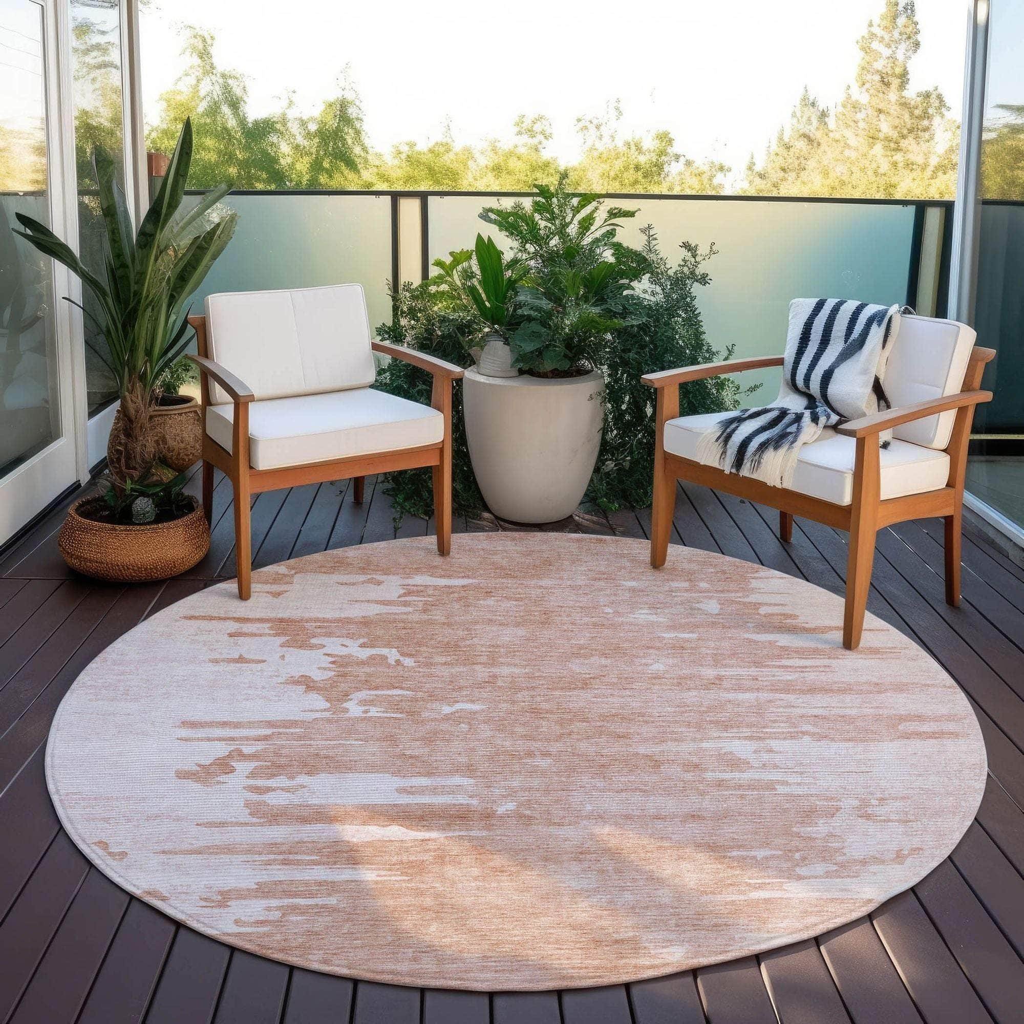 Machine Washable Terracotta Orange Rug - Indoor / Outdoor - Kids / Pet Friendly Modern Print Rug
