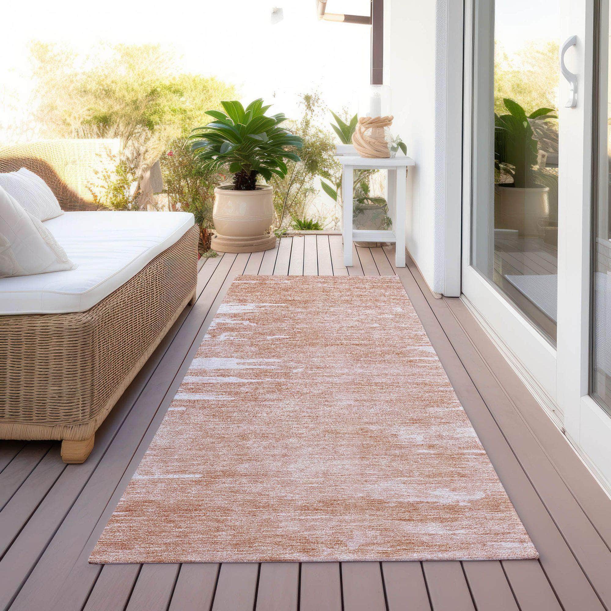 Machine Washable Terracotta Orange Rug - Indoor / Outdoor - Kids / Pet Friendly Modern Print Rug