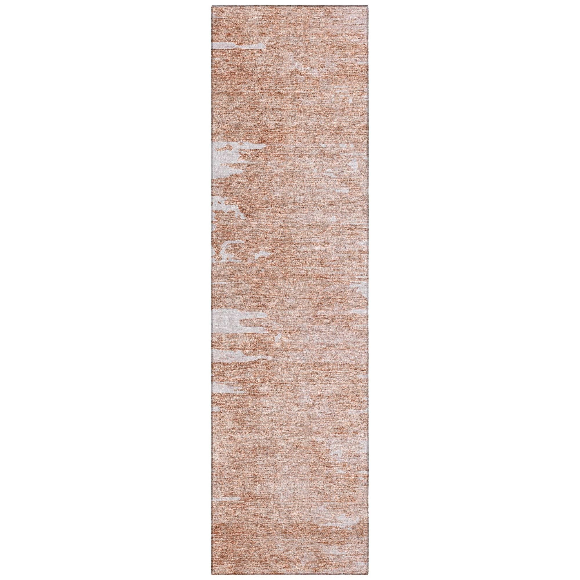 Machine Washable Terracotta Orange Rug - Indoor / Outdoor - Kids / Pet Friendly Modern Print Rug