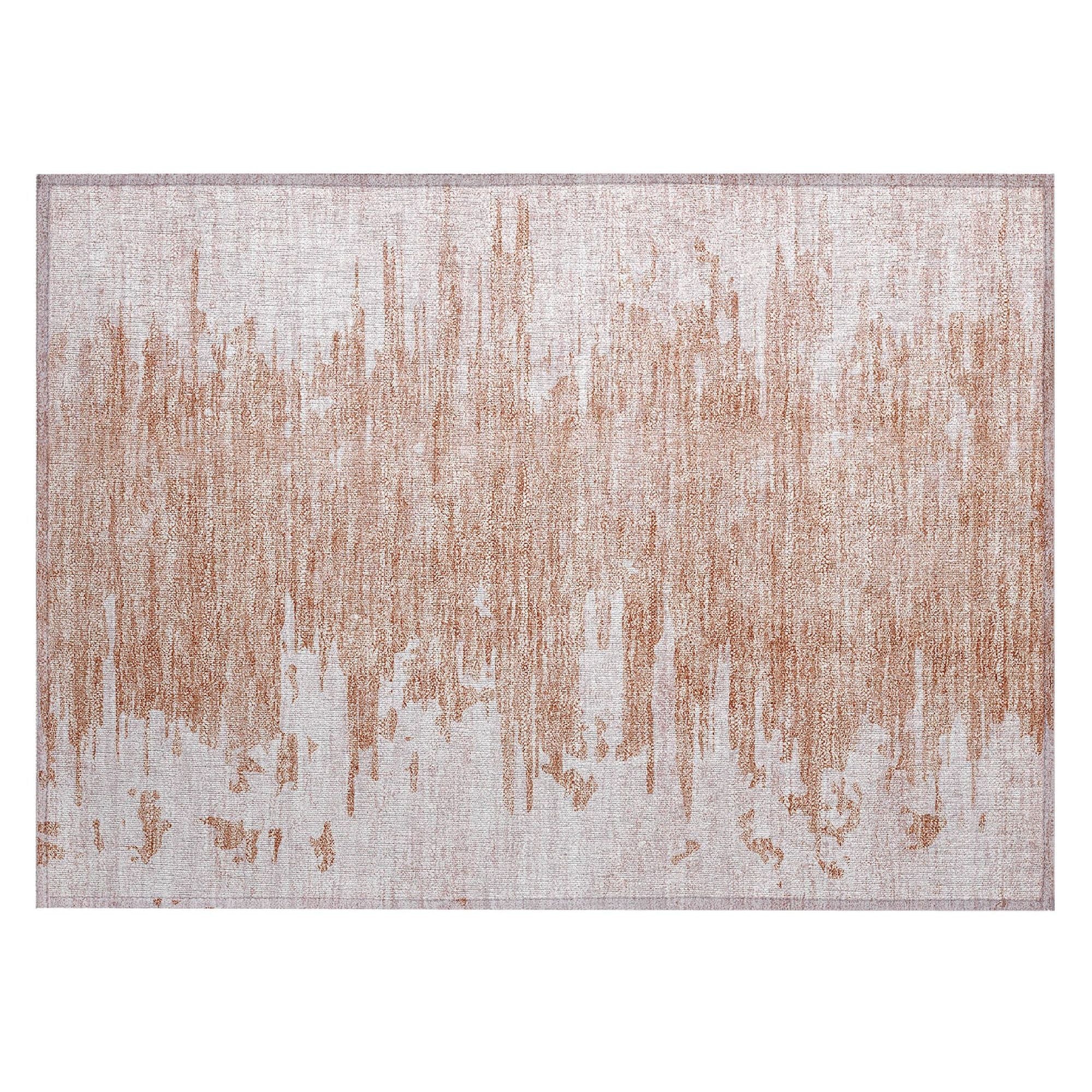 Machine Washable Terracotta Orange Rug - Indoor / Outdoor - Kids / Pet Friendly Modern Print Rug