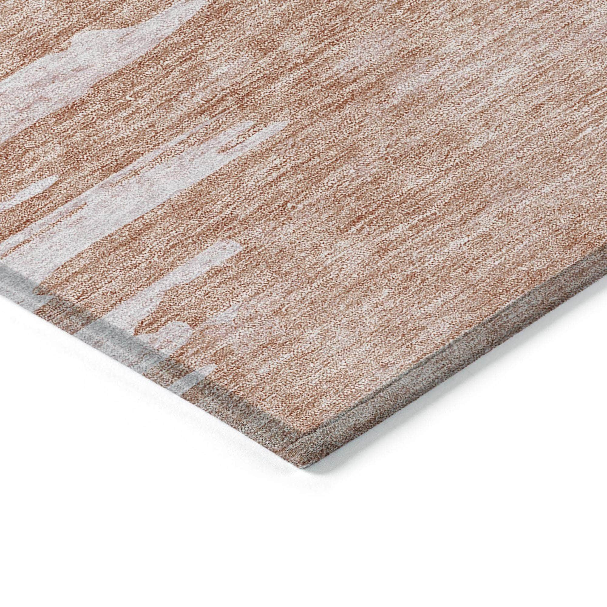 Machine Washable Terracotta Orange Rug - Indoor / Outdoor - Kids / Pet Friendly Modern Print Rug
