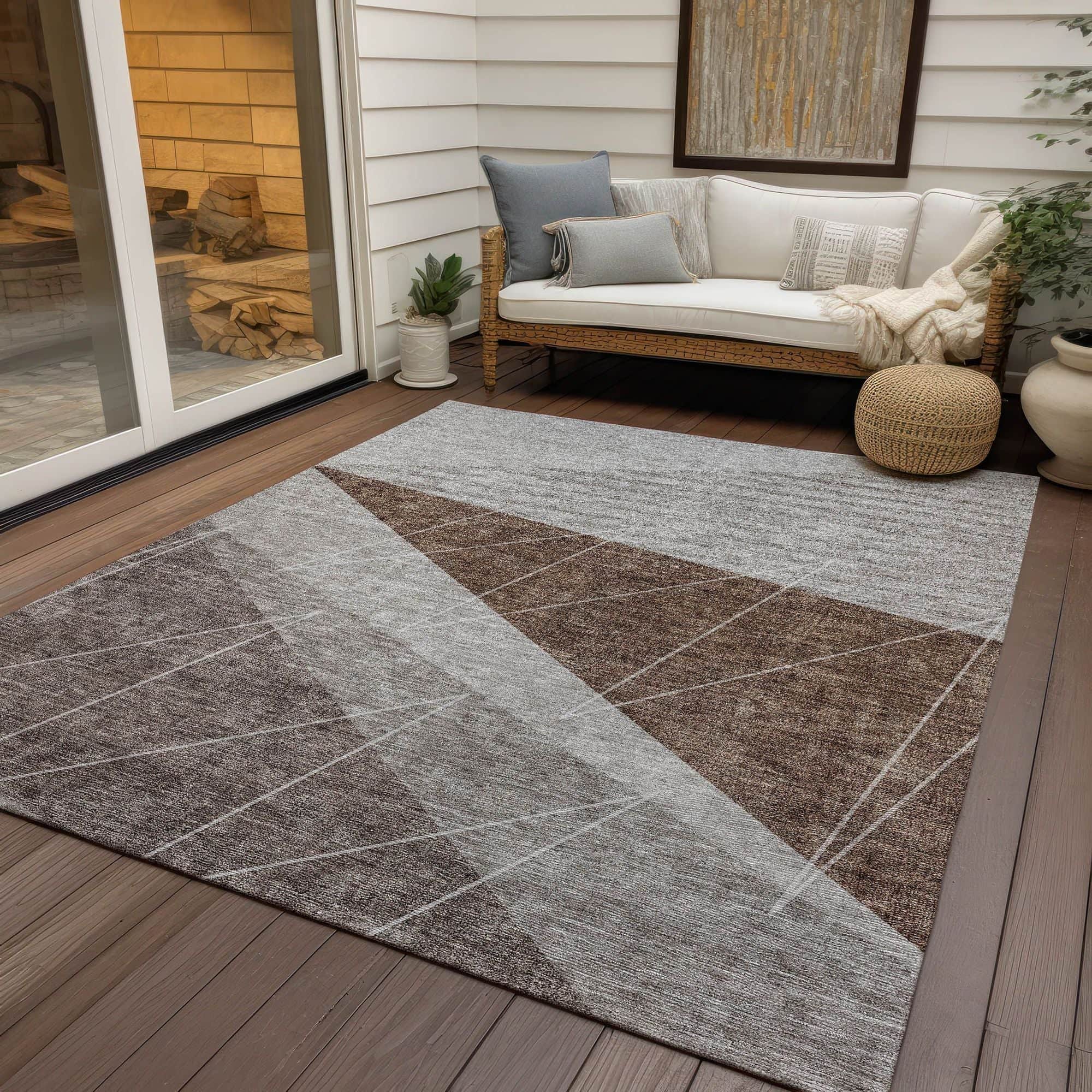 Machine Washable Gray Rug - Indoor / Outdoor - Kids / Pet Friendly Modern Print Rug