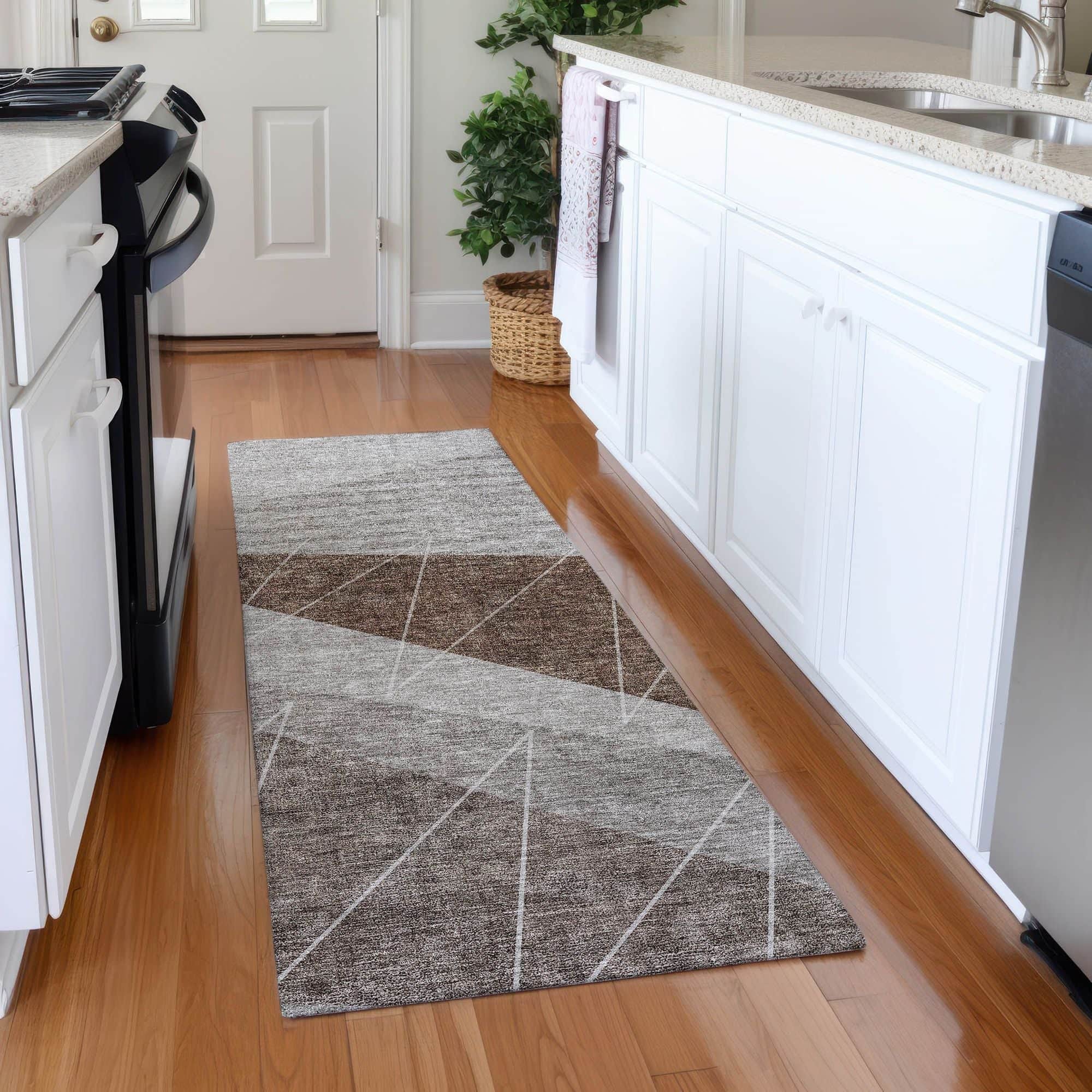 Machine Washable Gray Rug - Indoor / Outdoor - Kids / Pet Friendly Modern Print Rug