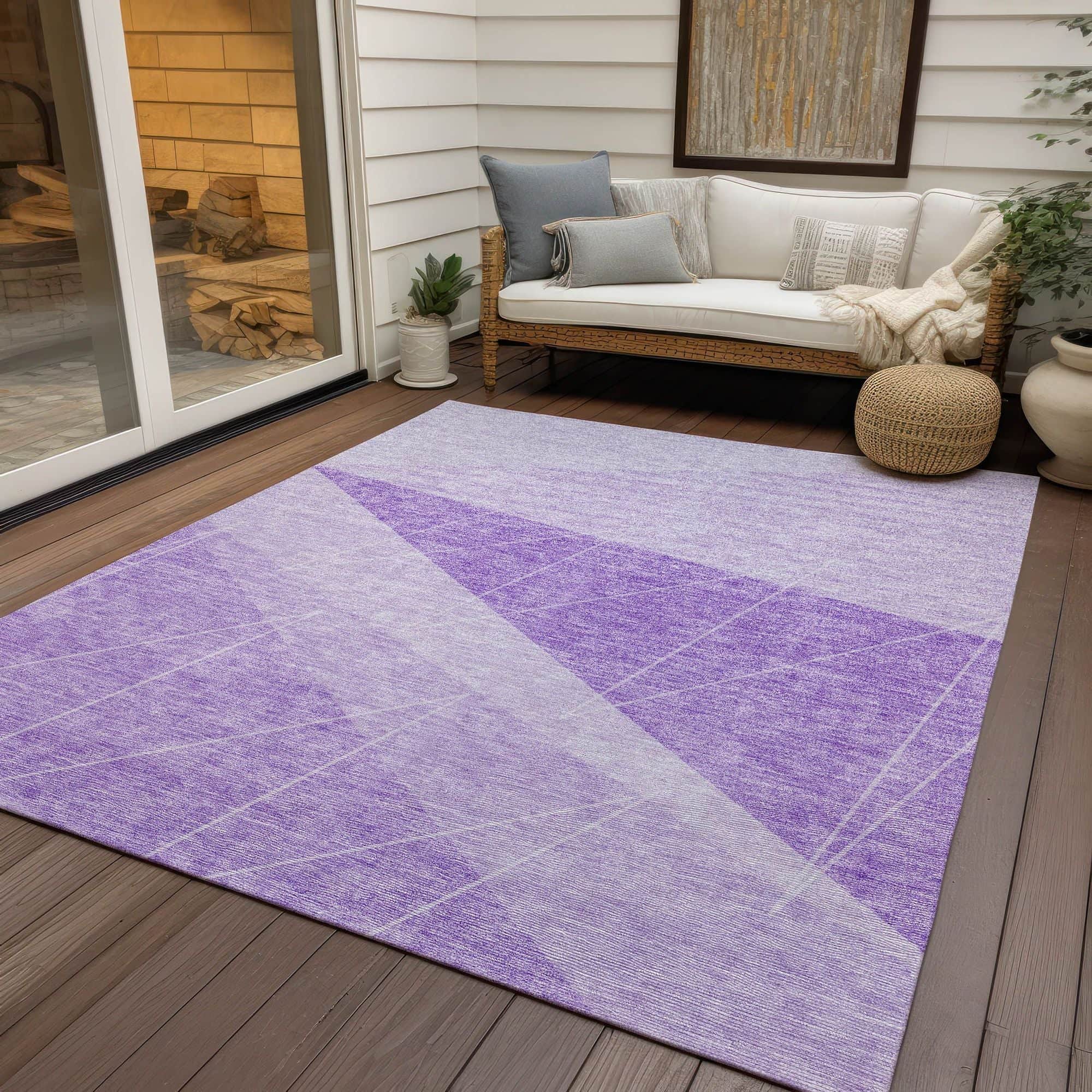 Machine Washable Lavender Purple Rug - Indoor / Outdoor - Kids / Pet Friendly Modern Print Rug