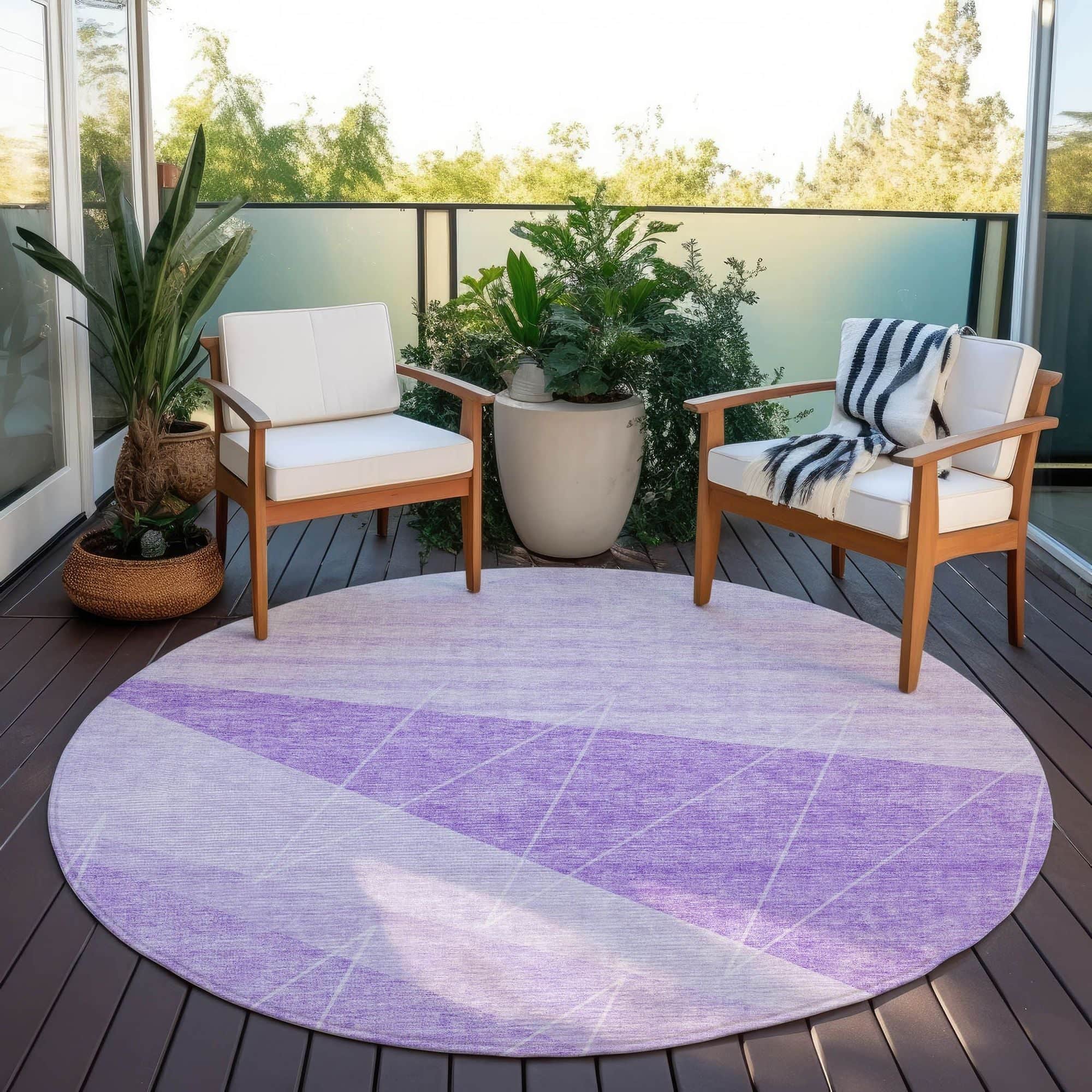 Machine Washable Lavender Purple Rug - Indoor / Outdoor - Kids / Pet Friendly Modern Print Rug