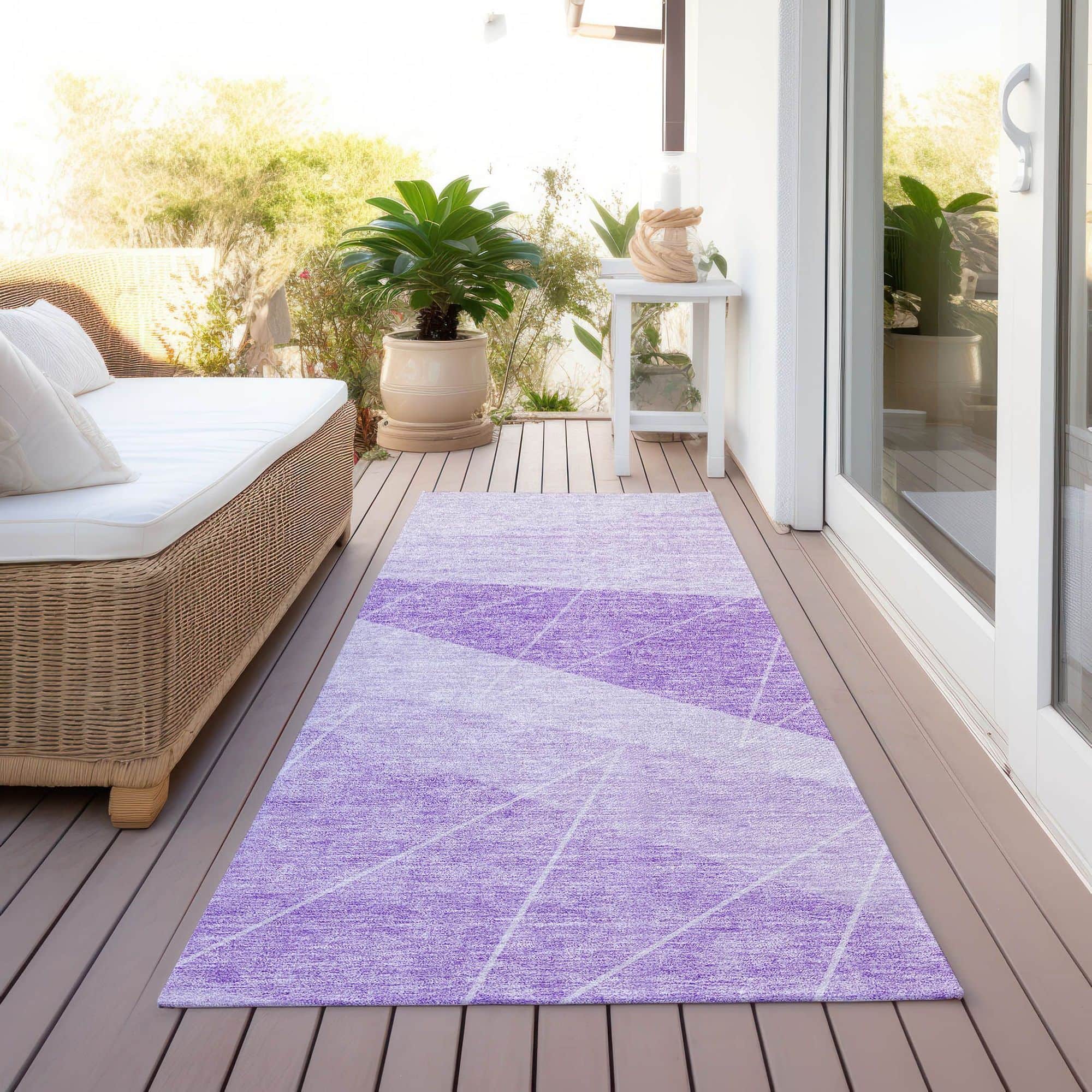 Machine Washable Lavender Purple Rug - Indoor / Outdoor - Kids / Pet Friendly Modern Print Rug