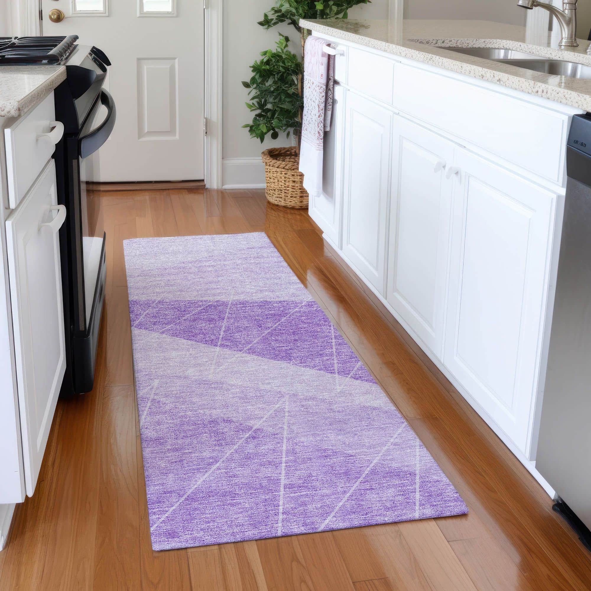Machine Washable Lavender Purple Rug - Indoor / Outdoor - Kids / Pet Friendly Modern Print Rug