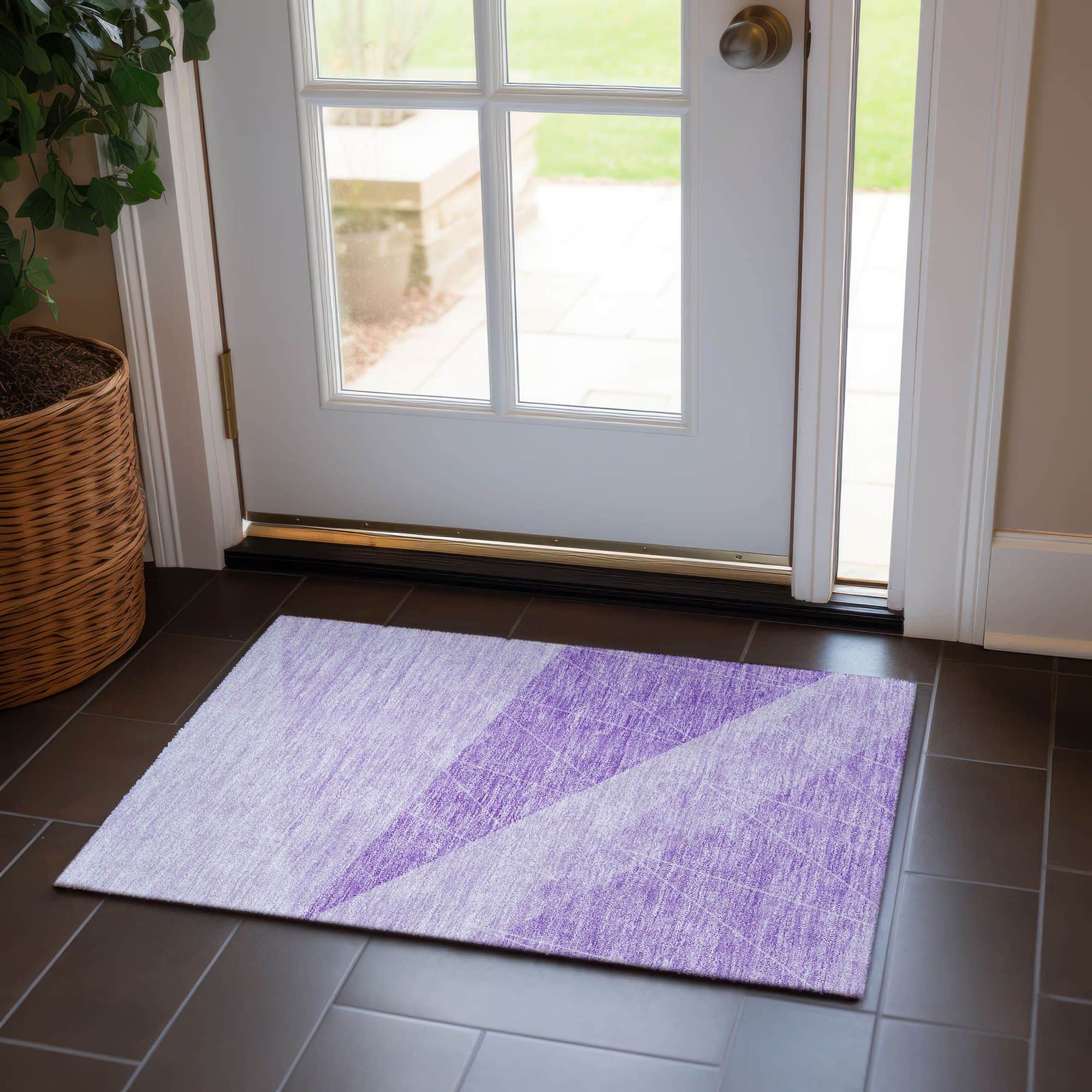 Machine Washable Lavender Purple Rug - Indoor / Outdoor - Kids / Pet Friendly Modern Print Rug