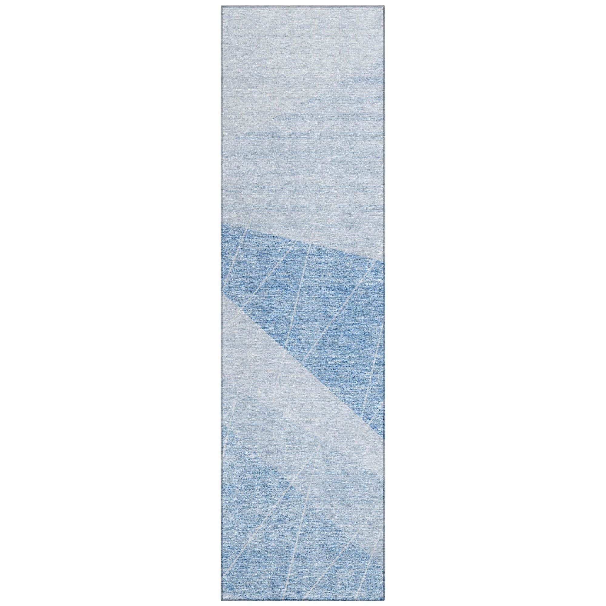 Machine Washable Sky Blue Rug - Indoor / Outdoor - Kids / Pet Friendly Modern Print Rug