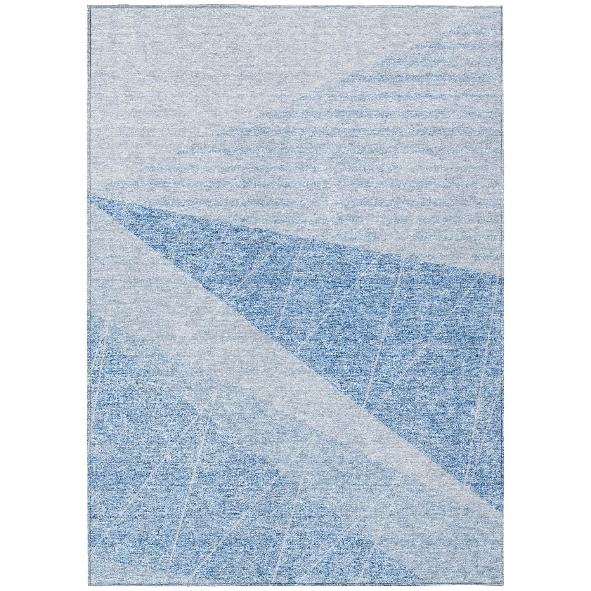 Machine Washable Sky Blue Rug - Indoor / Outdoor - Kids / Pet Friendly Modern Print Rug