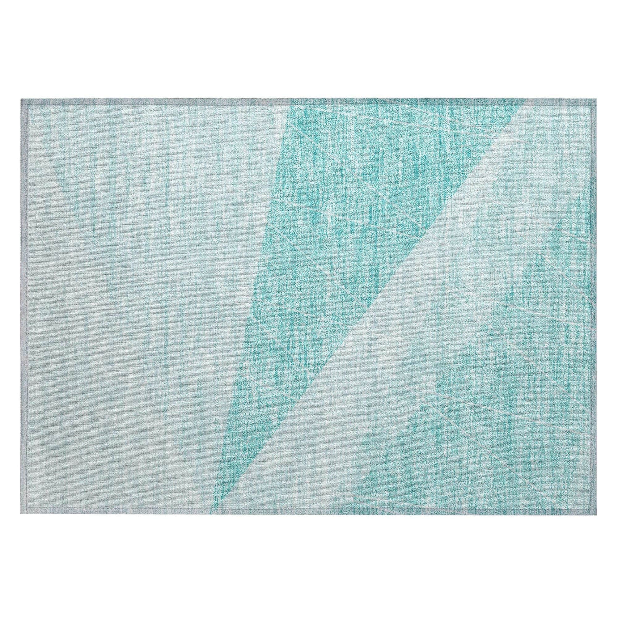 Machine Washable Teal Rug - Indoor / Outdoor - Kids / Pet Friendly Modern Print Rug