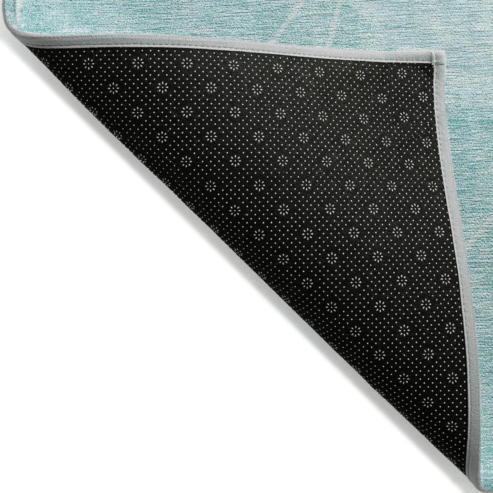 Machine Washable Teal Rug - Indoor / Outdoor - Kids / Pet Friendly Modern Print Rug