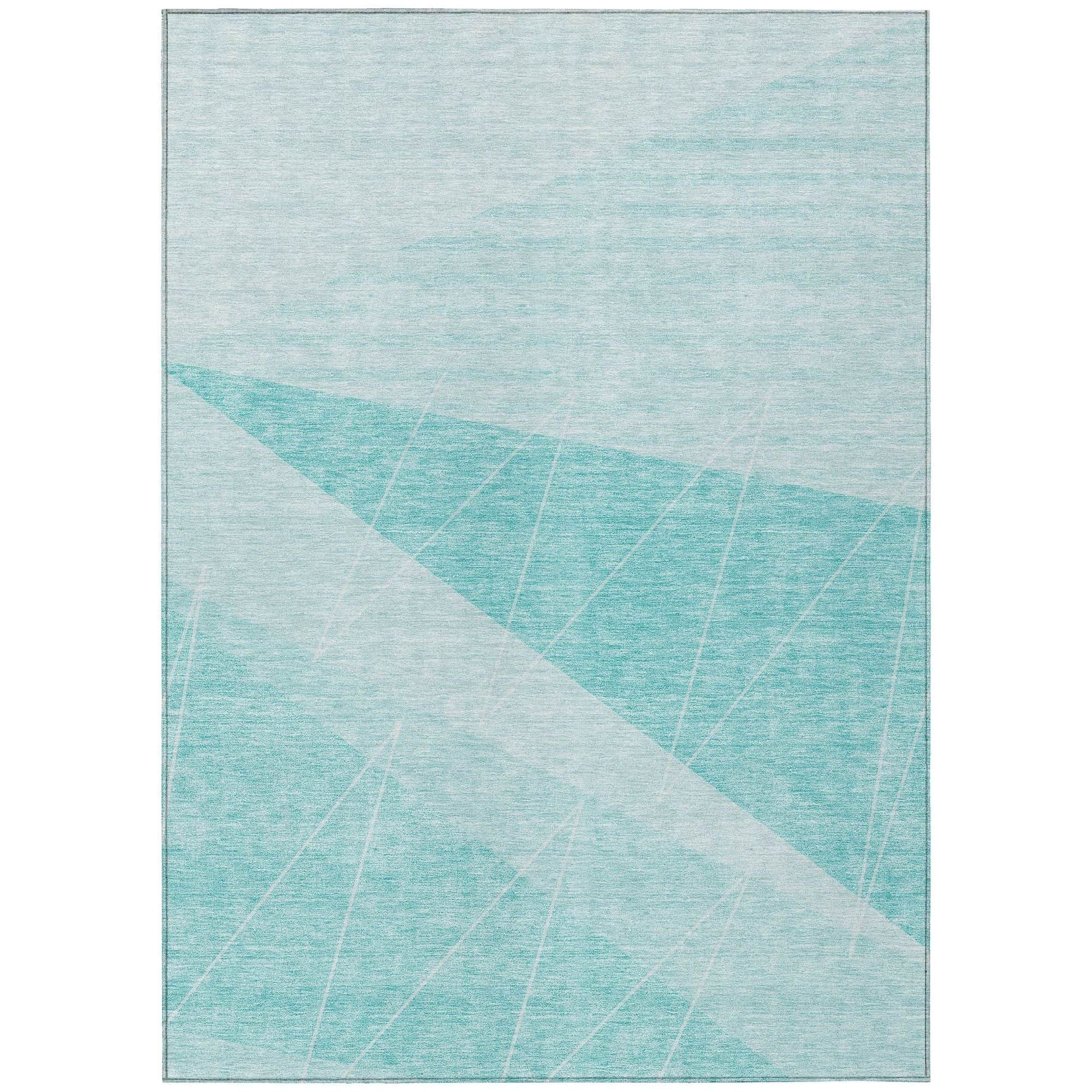 Machine Washable Teal Rug - Indoor / Outdoor - Kids / Pet Friendly Modern Print Rug