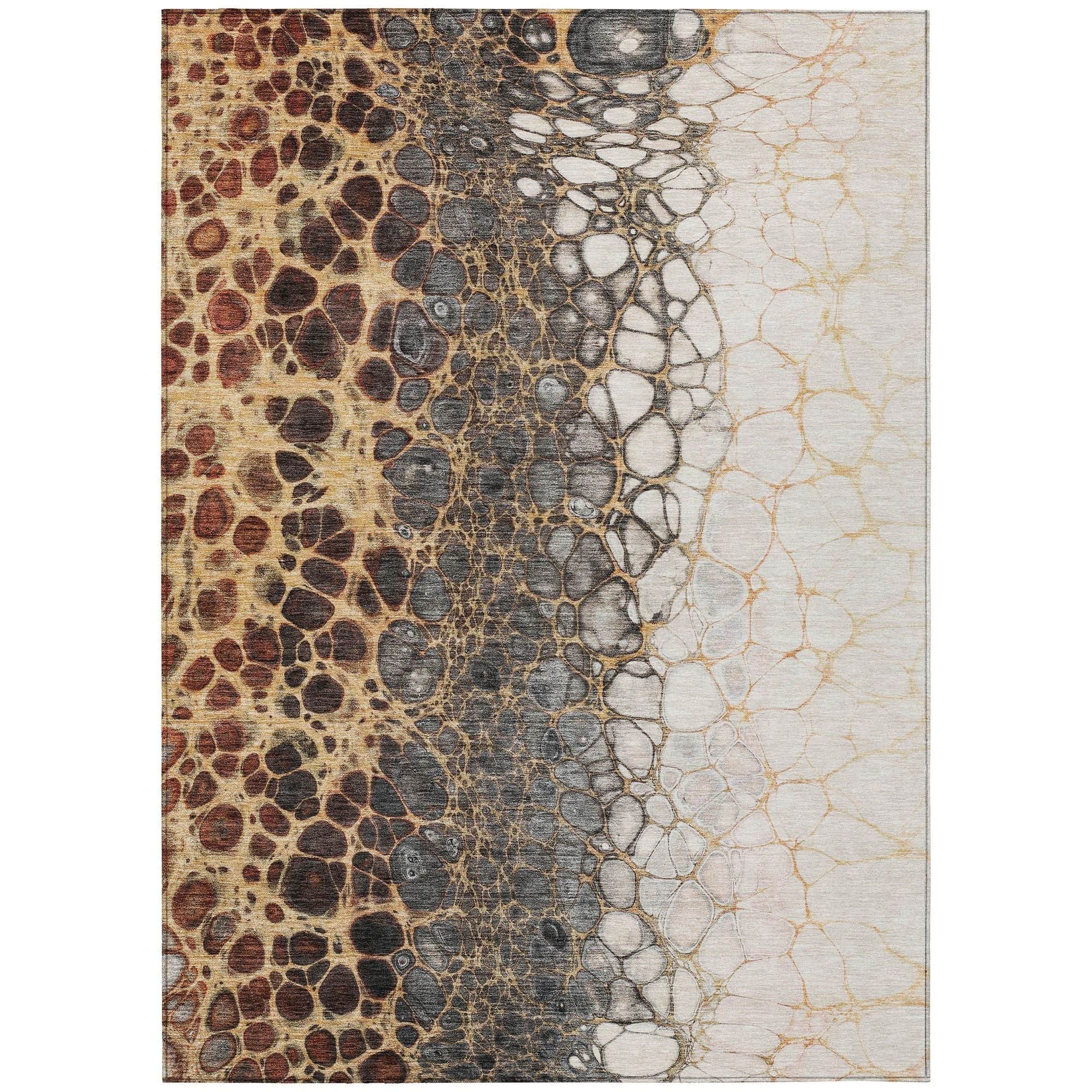 Machine Washable Ivory Rug - Indoor / Outdoor - Kids / Pet Friendly Abstract Print Rug