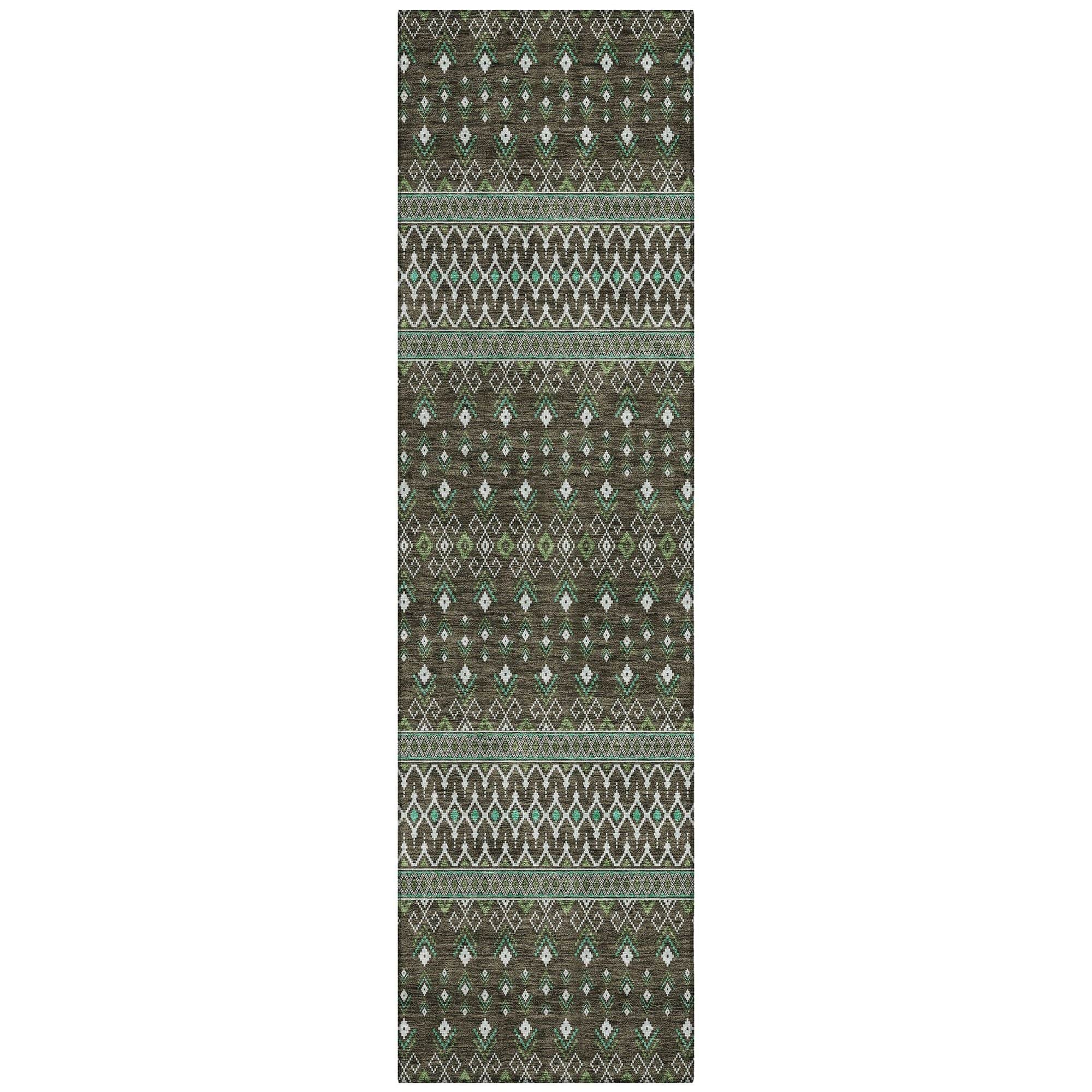 Machine Washable Brown Rug - Indoor / Outdoor - Kids / Pet Friendly Boho Print Rug