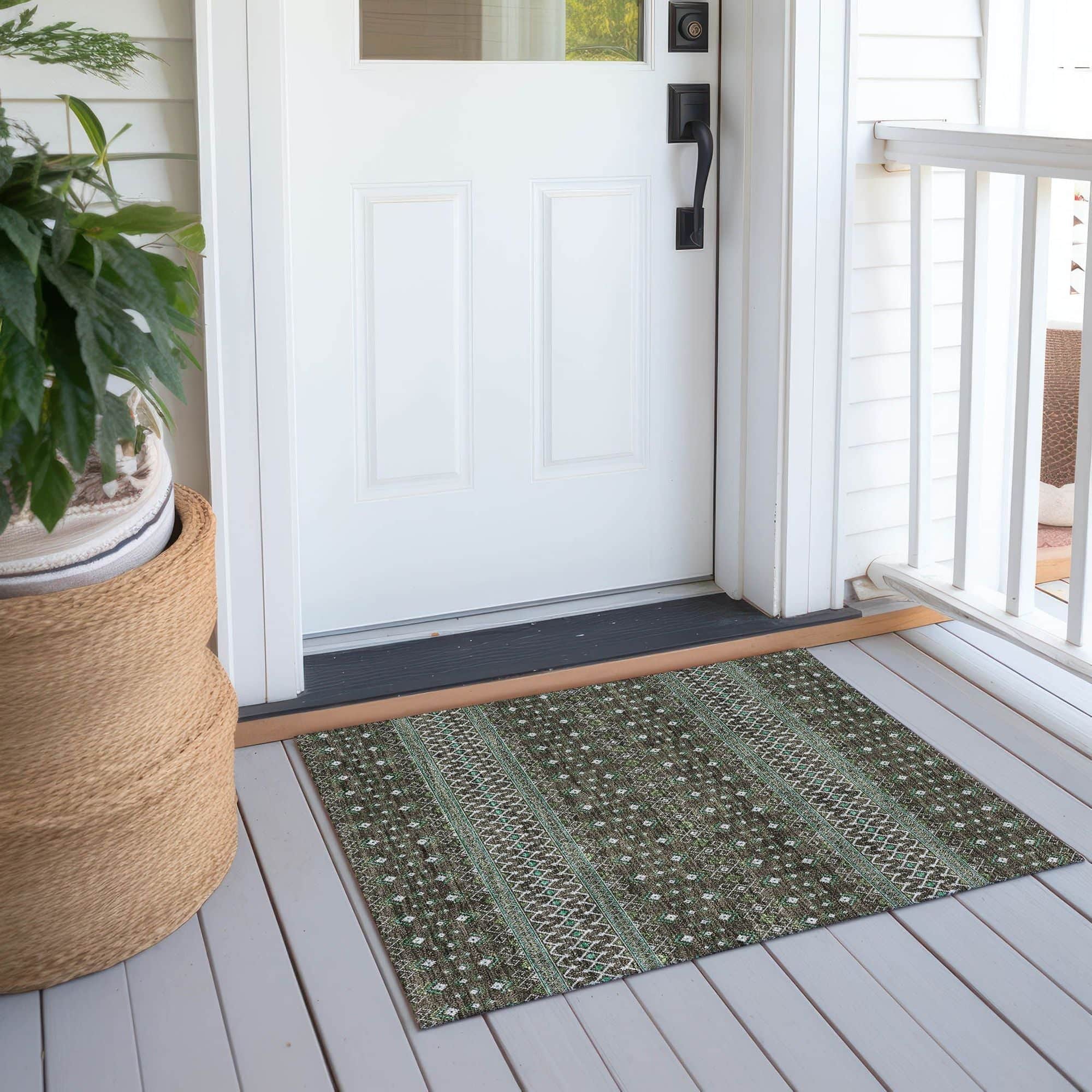 Machine Washable Brown Rug - Indoor / Outdoor - Kids / Pet Friendly Boho Print Rug