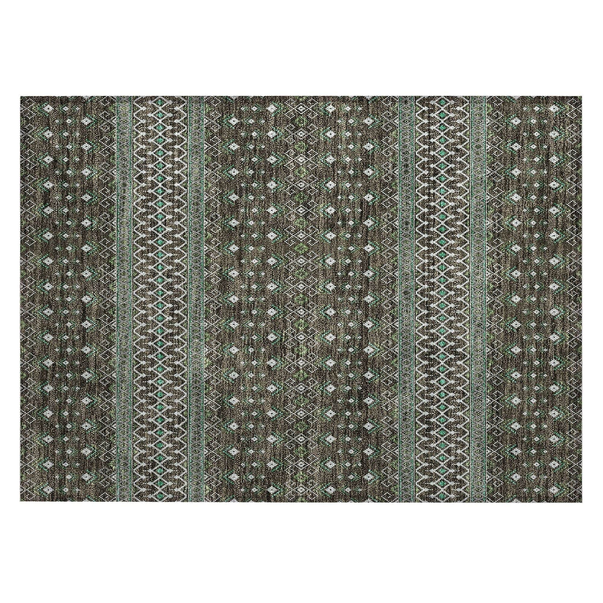 Machine Washable Brown Rug - Indoor / Outdoor - Kids / Pet Friendly Boho Print Rug