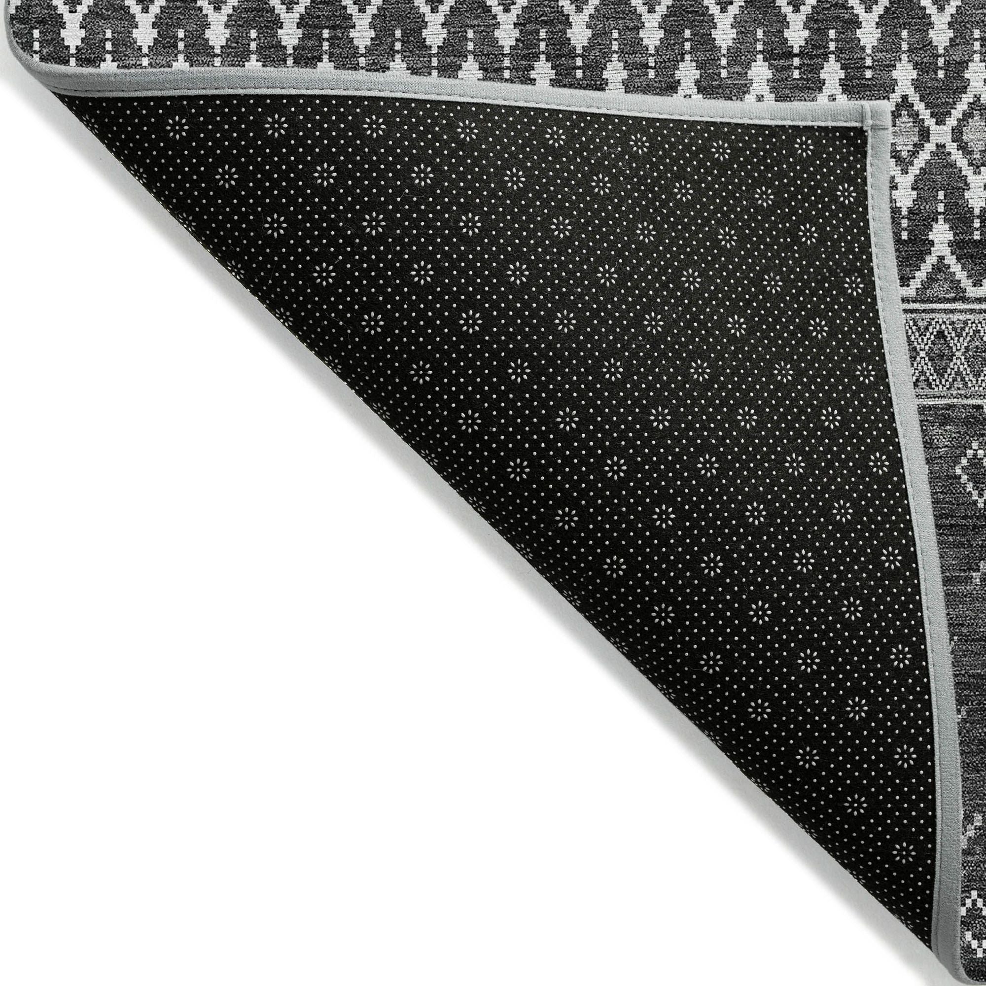 Machine Washable Gray Rug - Indoor / Outdoor - Kids / Pet Friendly Boho Print Rug