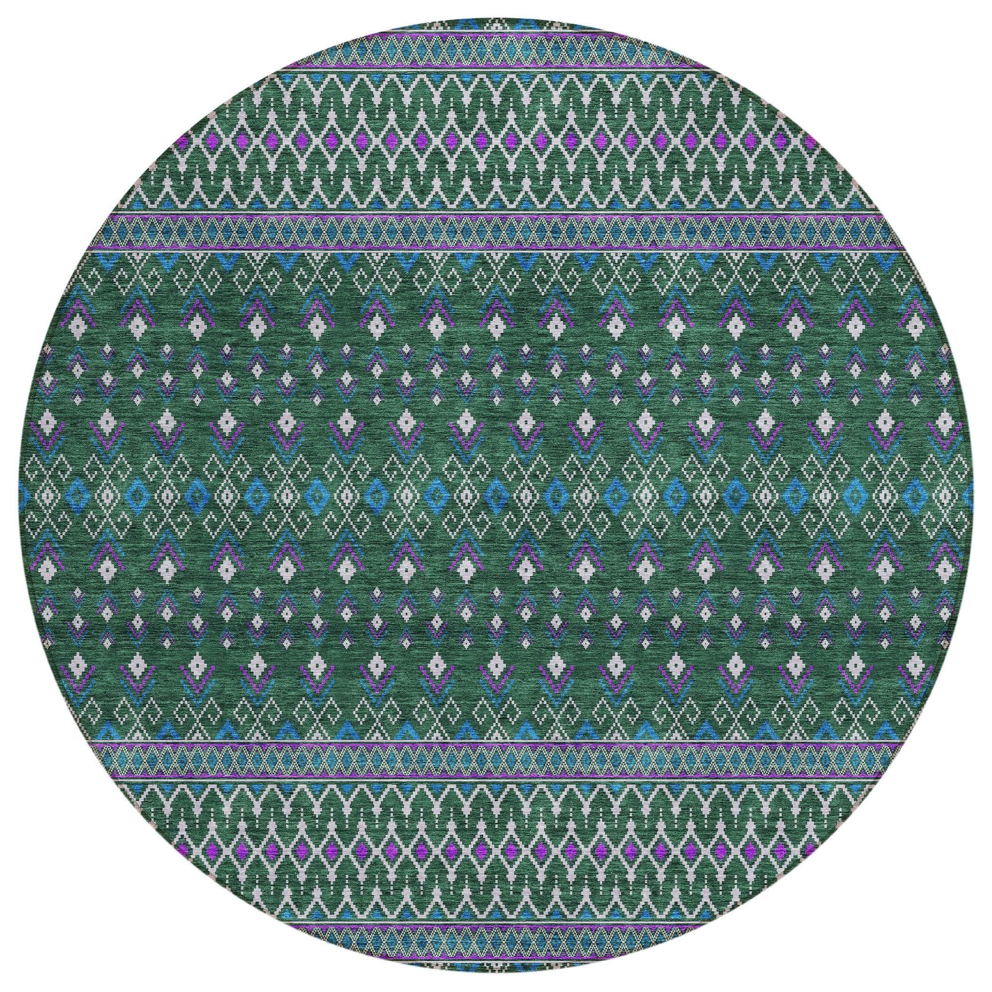 Machine Washable Green Rug - Indoor / Outdoor - Kids / Pet Friendly Boho Print Rug