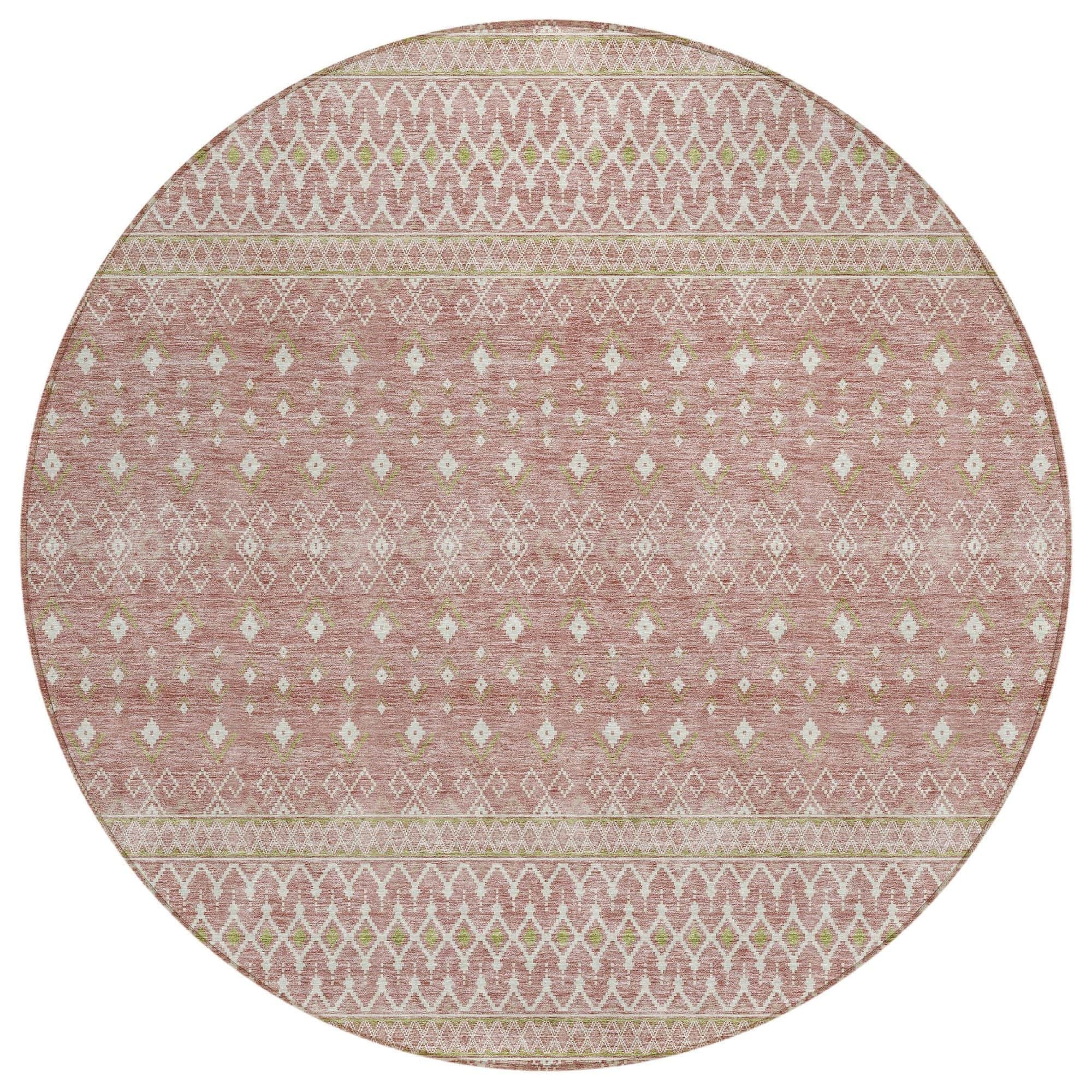 Machine Washable Blush Pink Rug - Indoor / Outdoor - Kids / Pet Friendly Boho Print Rug