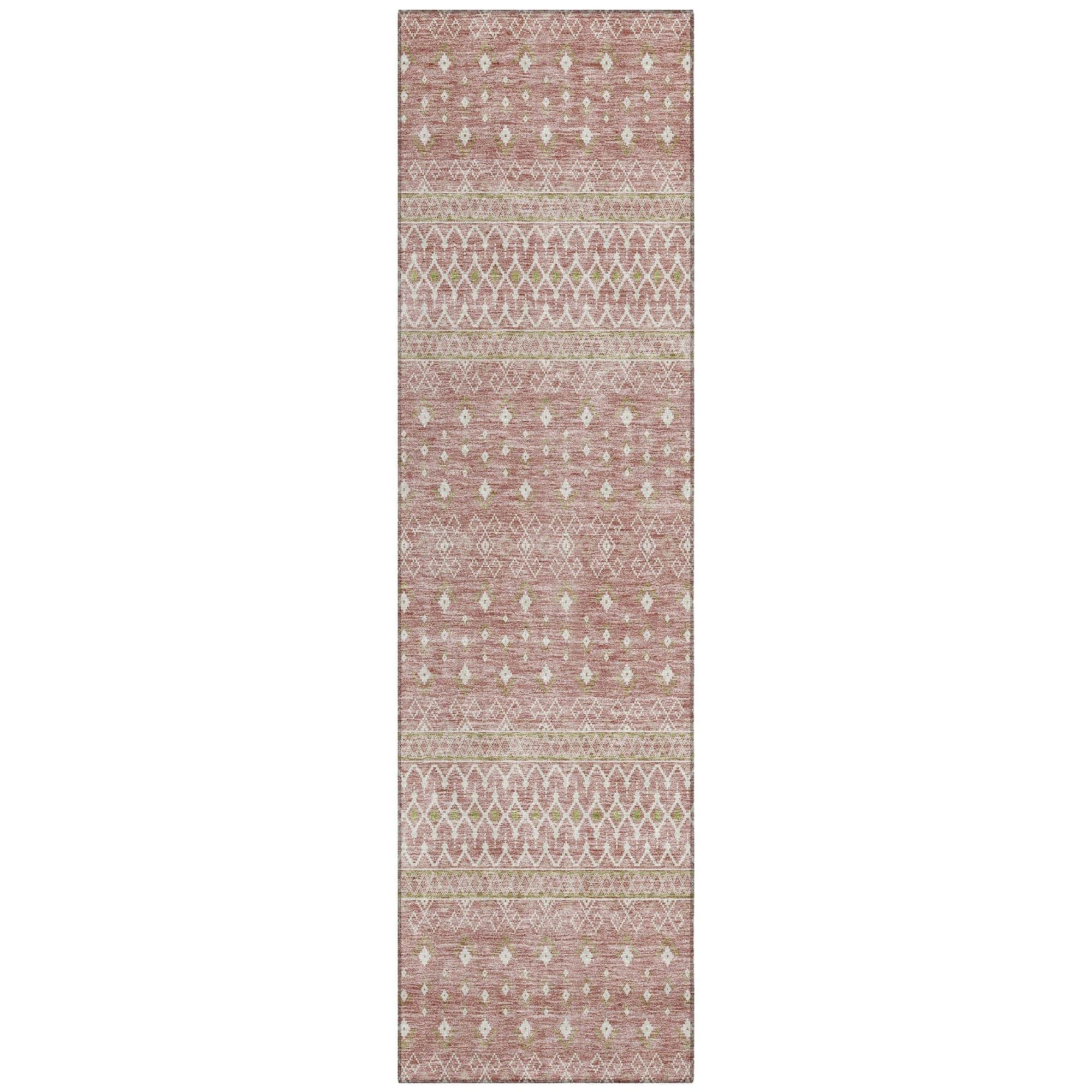 Machine Washable Blush Pink Rug - Indoor / Outdoor - Kids / Pet Friendly Boho Print Rug