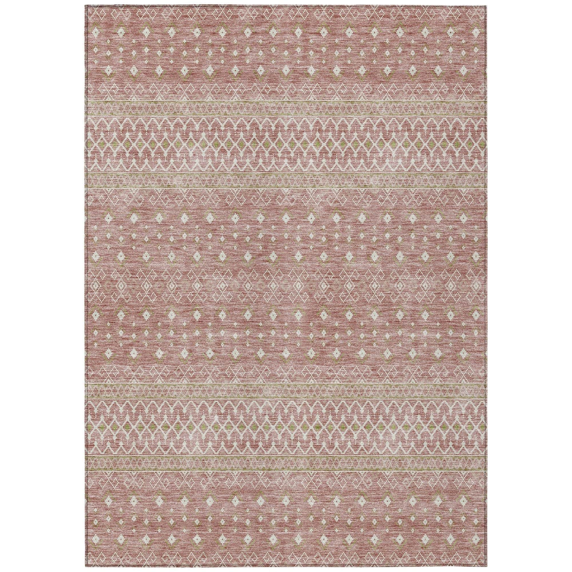 Machine Washable Blush Pink Rug - Indoor / Outdoor - Kids / Pet Friendly Boho Print Rug