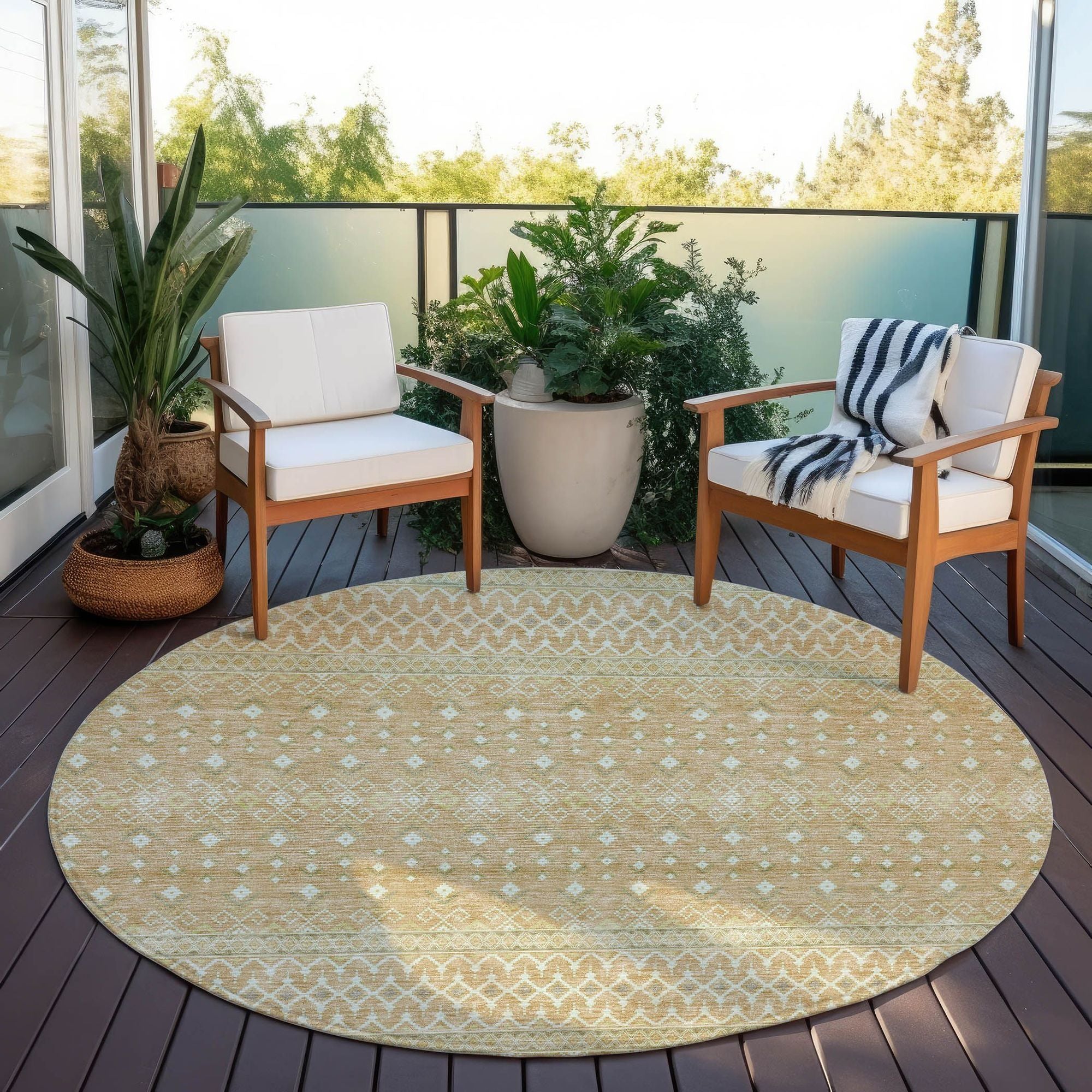 Machine Washable Copper Orange Rug - Indoor / Outdoor - Kids / Pet Friendly Boho Print Rug