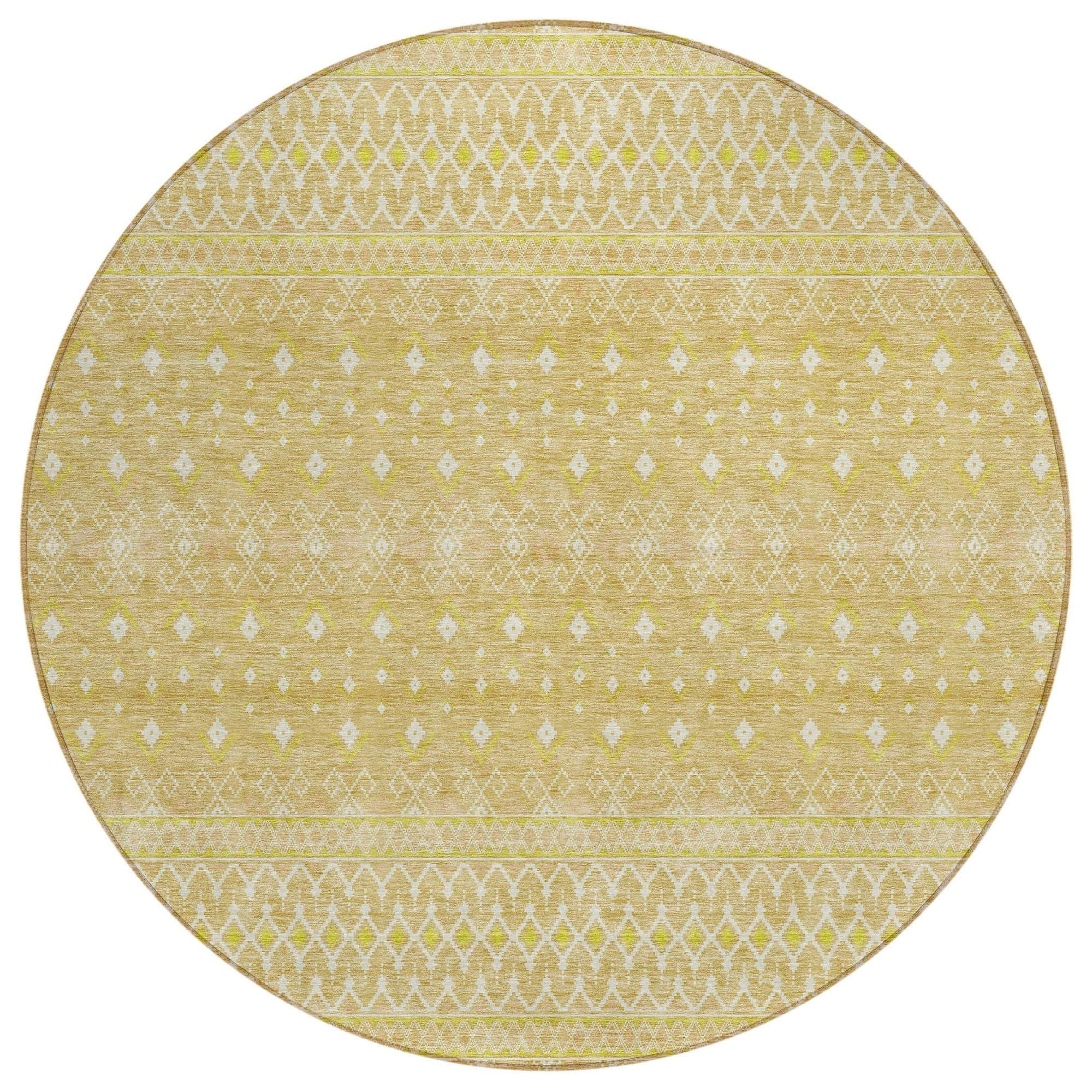 Machine Washable Gold Rug - Indoor / Outdoor - Kids / Pet Friendly Boho Print Rug