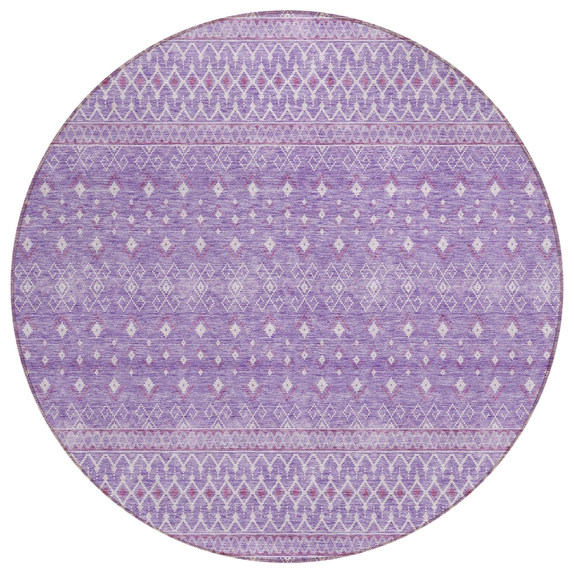 Machine Washable Lavender Purple Rug - Indoor / Outdoor - Kids / Pet Friendly Boho Print Rug