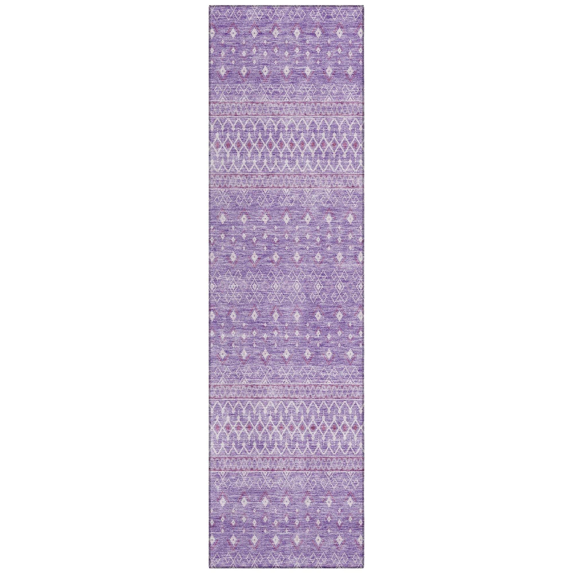Machine Washable Lavender Purple Rug - Indoor / Outdoor - Kids / Pet Friendly Boho Print Rug