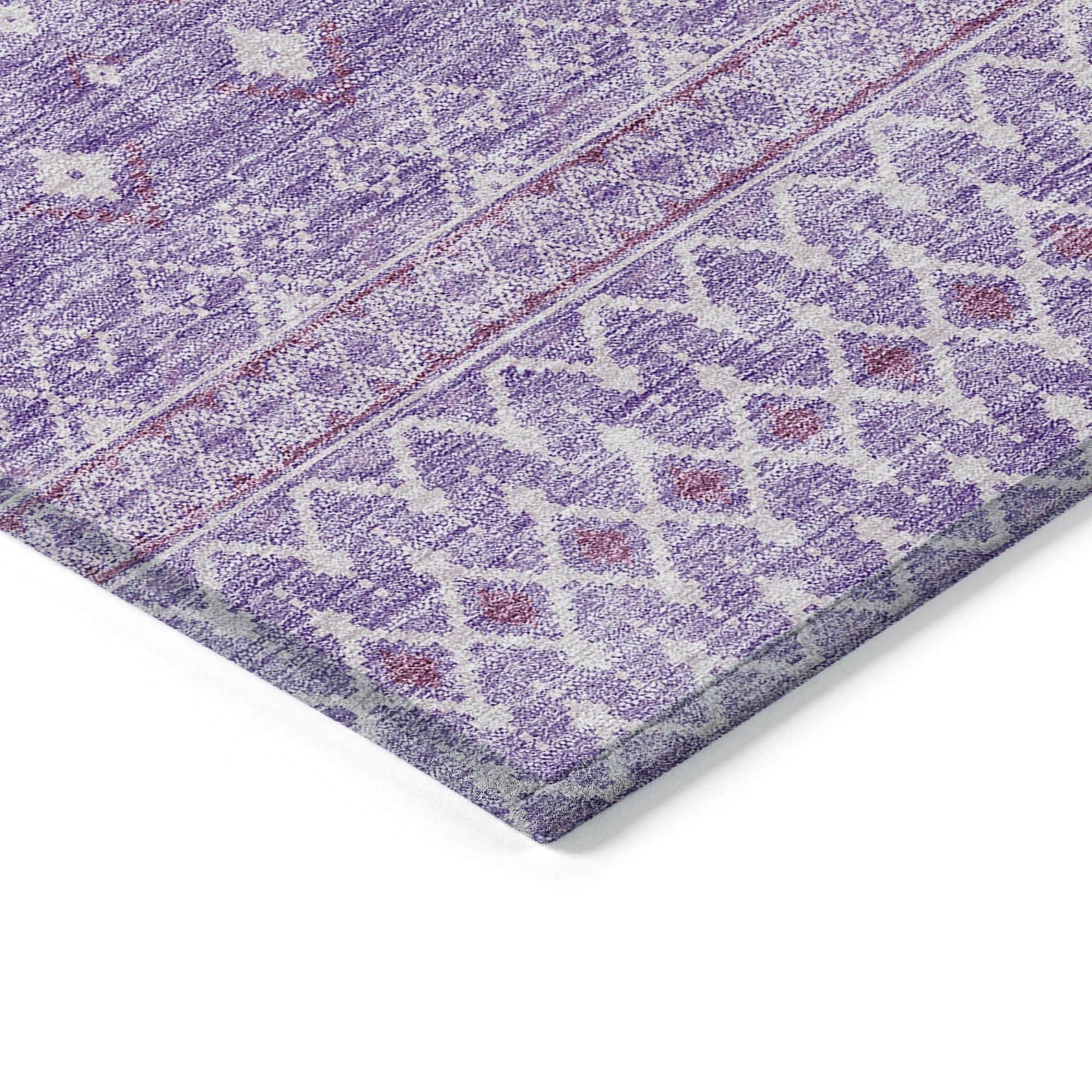 Machine Washable Lavender Purple Rug - Indoor / Outdoor - Kids / Pet Friendly Boho Print Rug